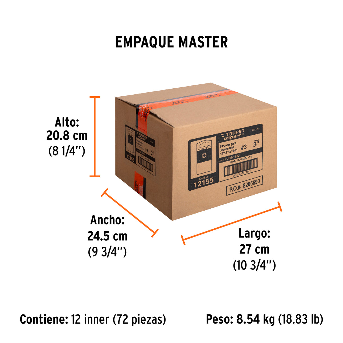 Puntas para desarmador Phillips PH3, 3", 5 piezas