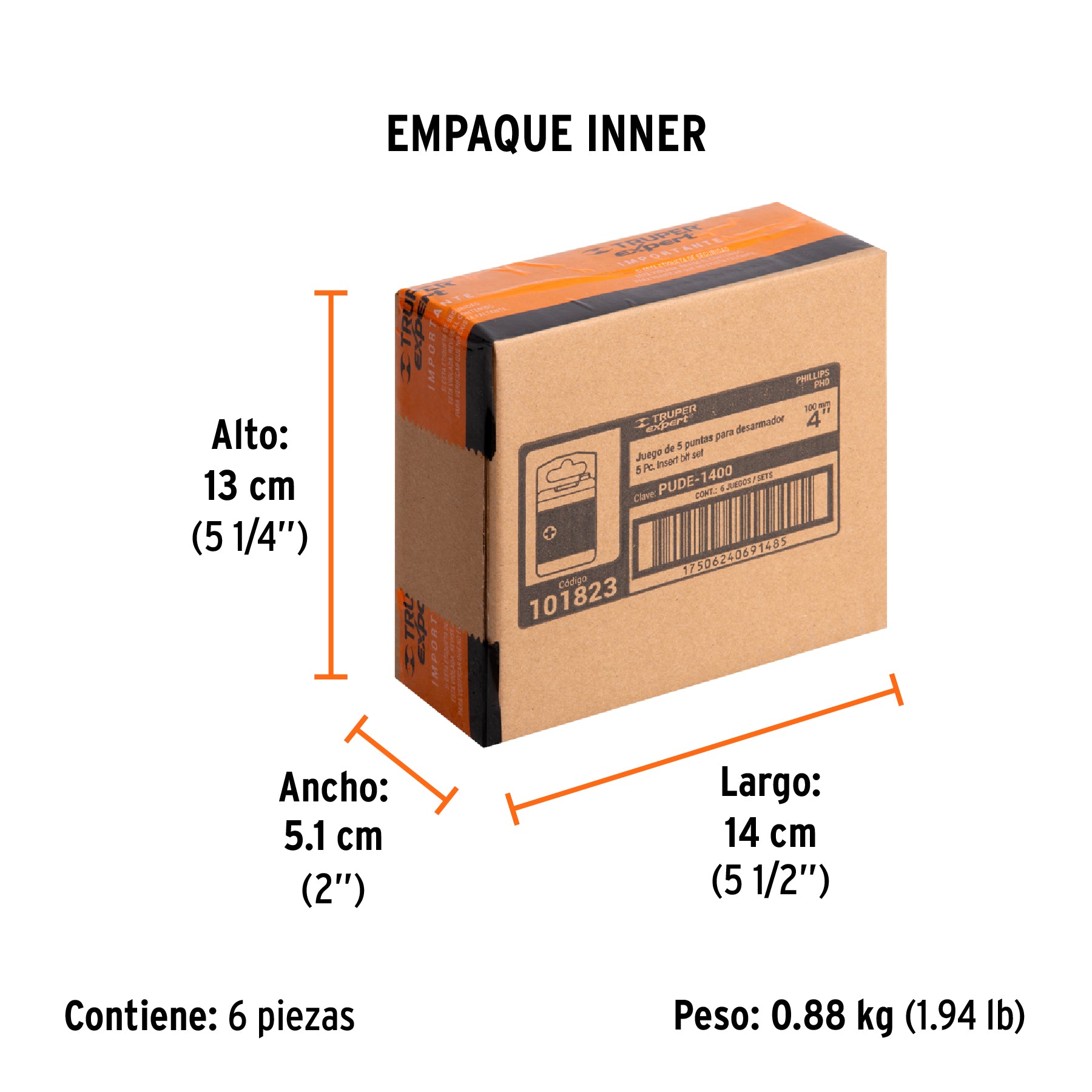 Puntas para desarmador Phillips #0 largo 4', 5 pzas,Expert