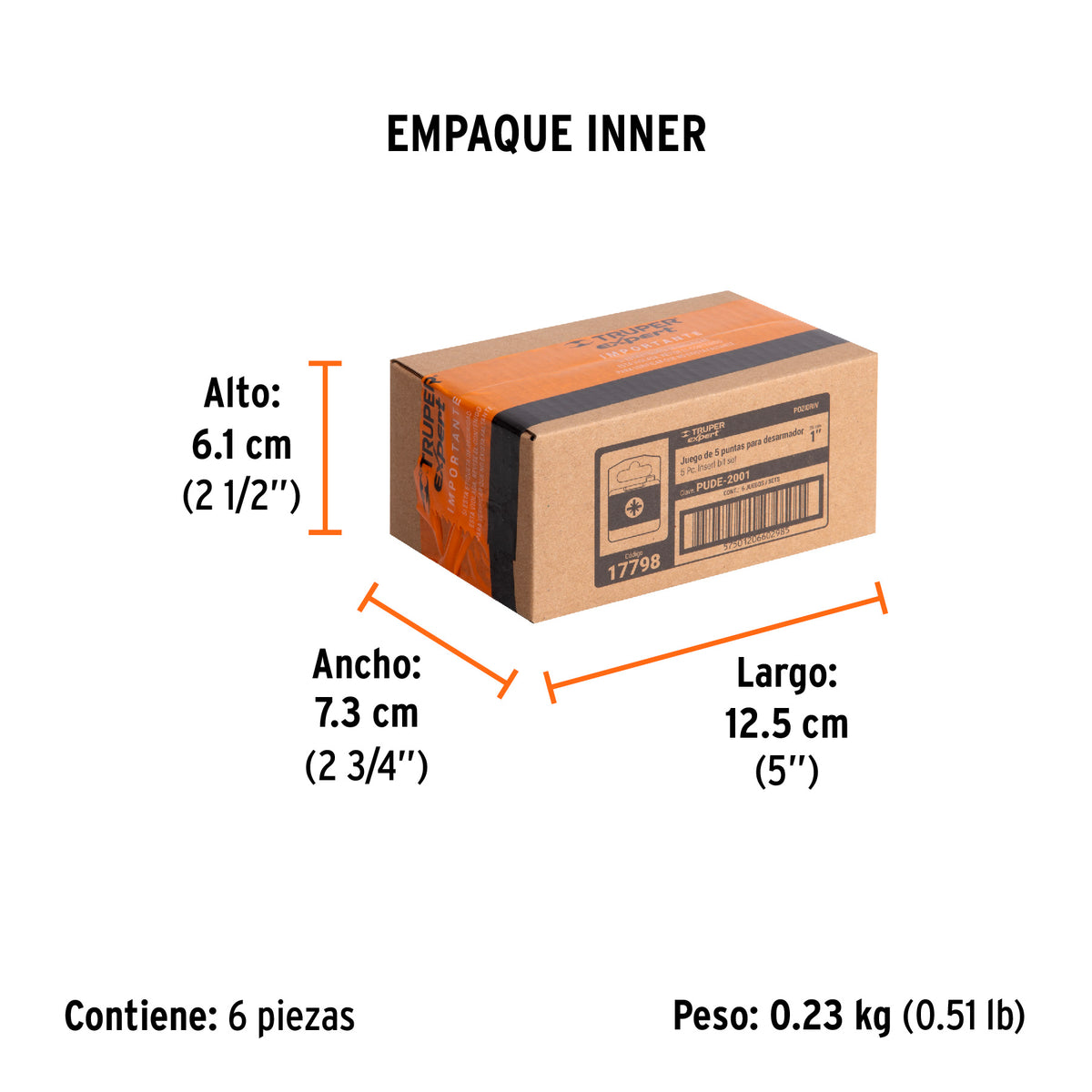 Juego de puntas pozidriv, 1", 5 piezas