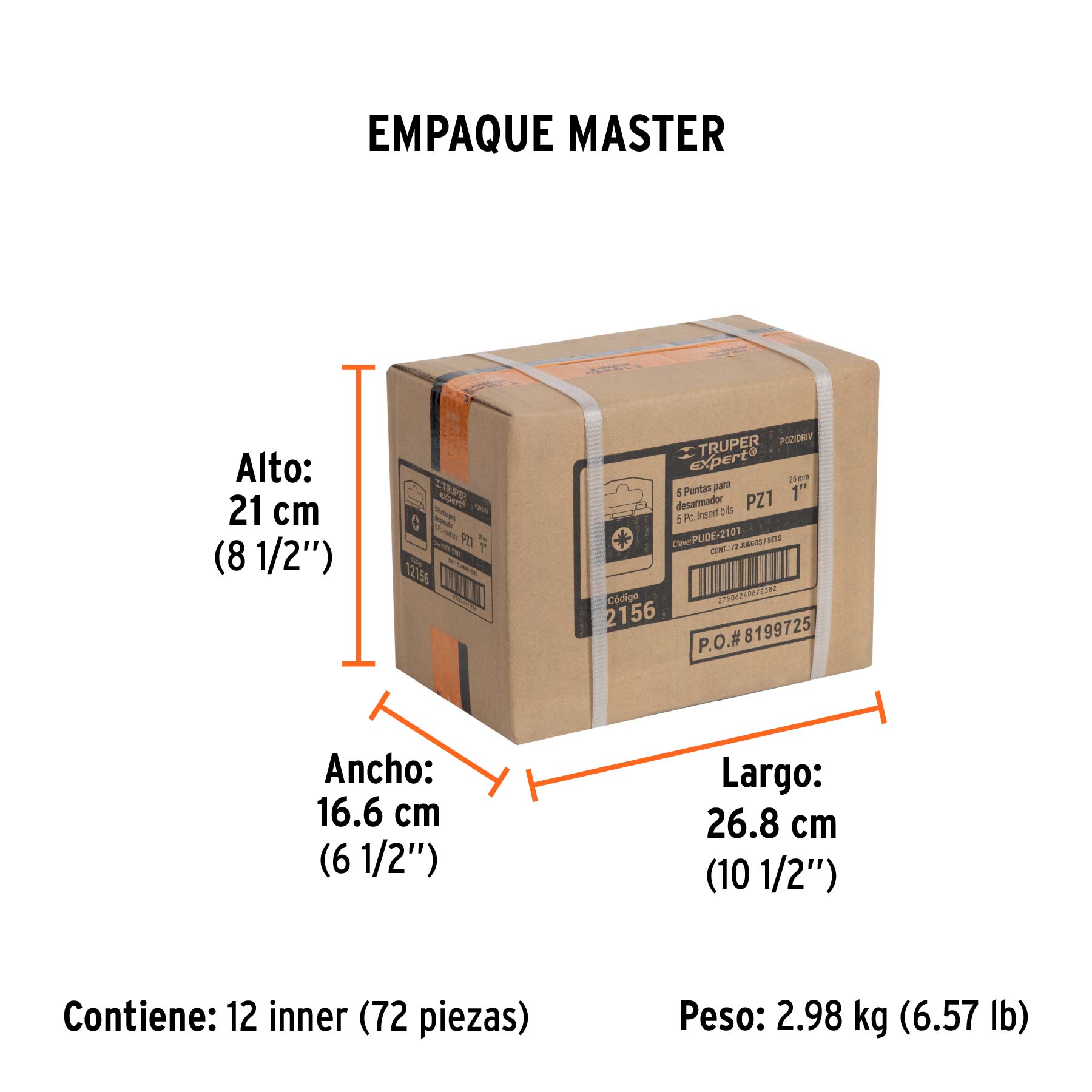 Puntas para desarmador Pozidriv, PZ1, 1", 5 piezas