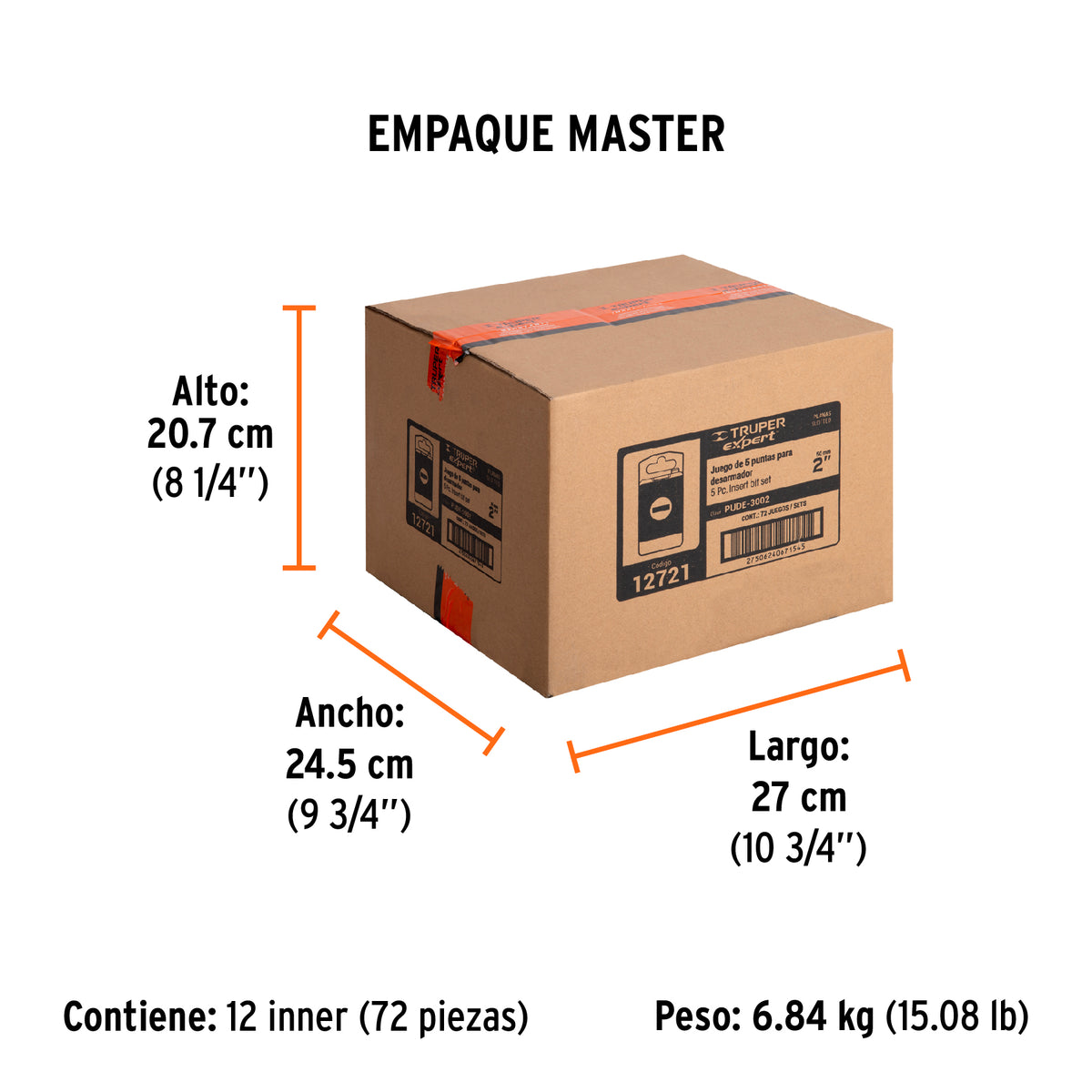 Puntas para desarmador planas combinadas 2", 5 piezas