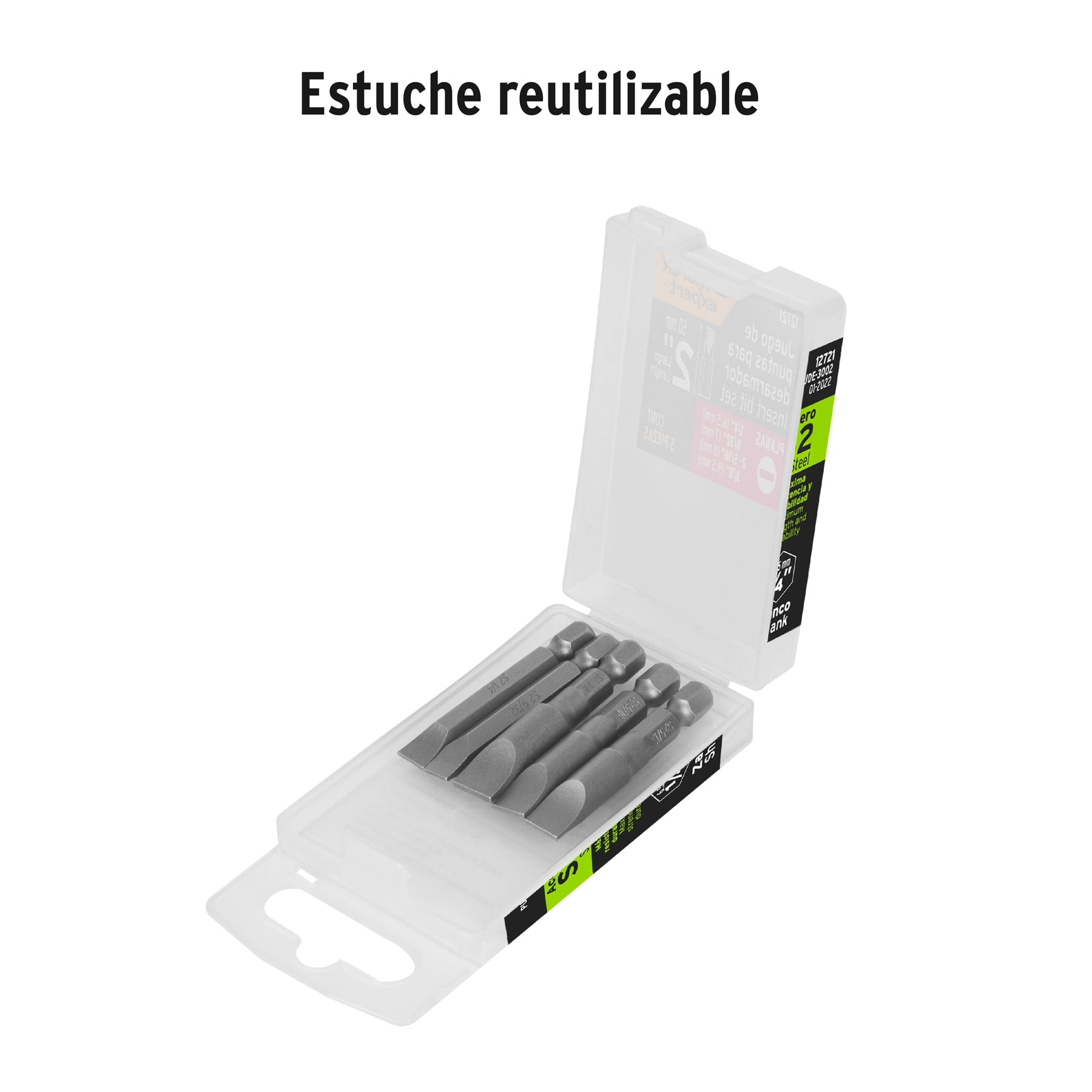 Puntas para desarmador planas combinadas 2", 5 piezas