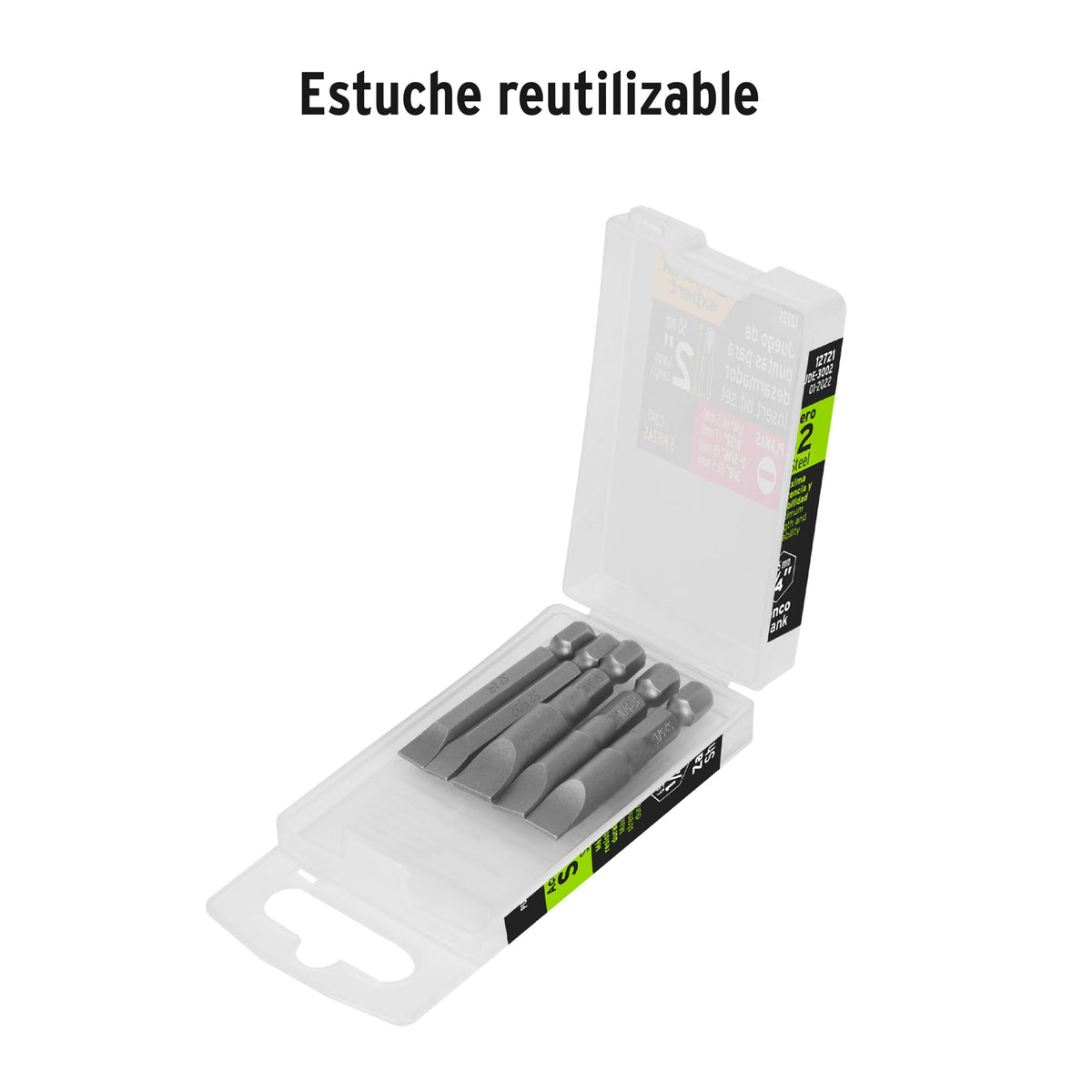 Puntas para desarmador planas combinadas 2", 5 piezas