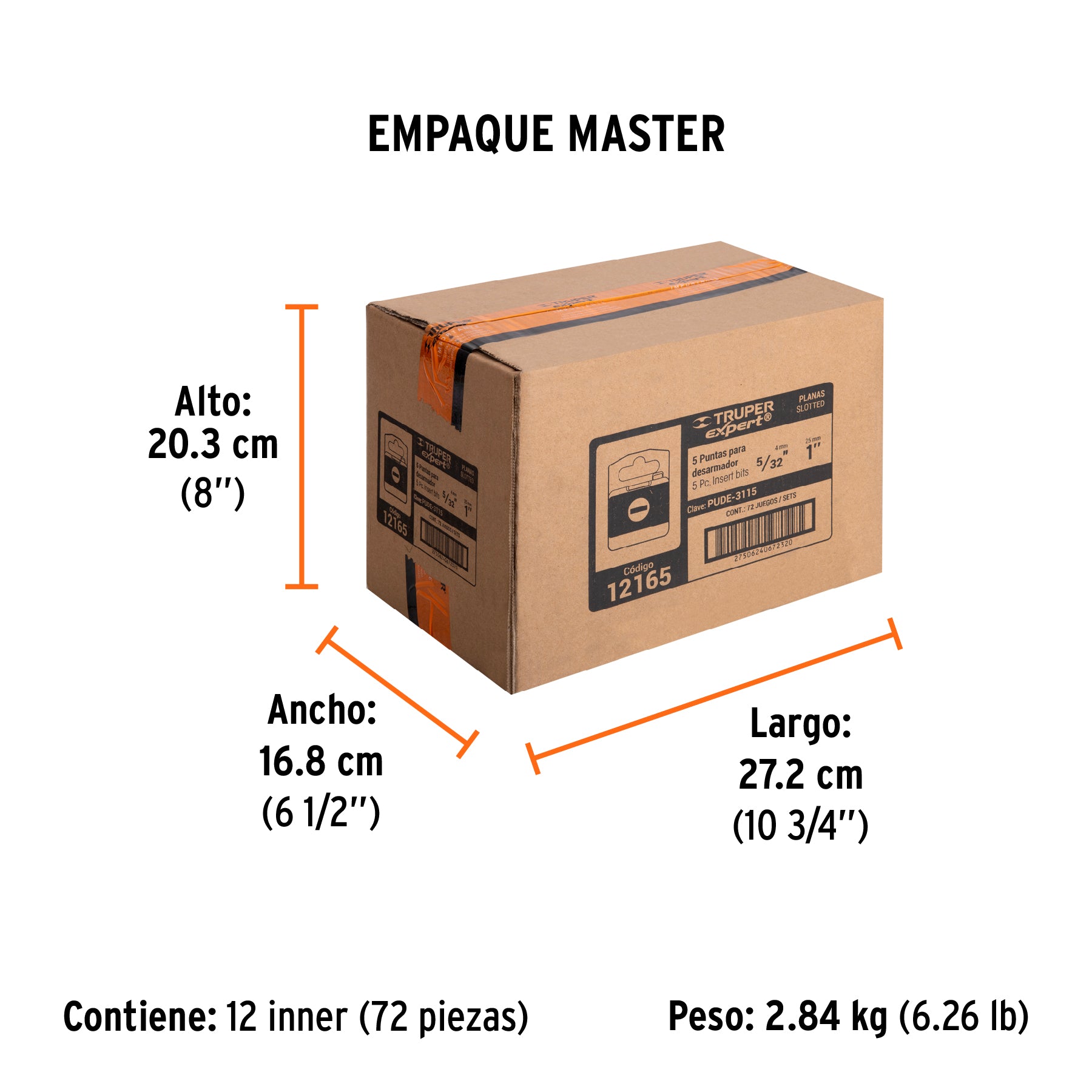 Puntas para desarmador planas, P15, 1", 5 piezas