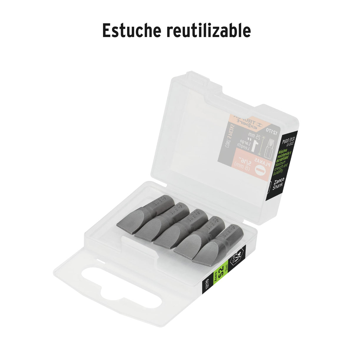 Puntas para desarmador planas, P31, 1", 5 piezas