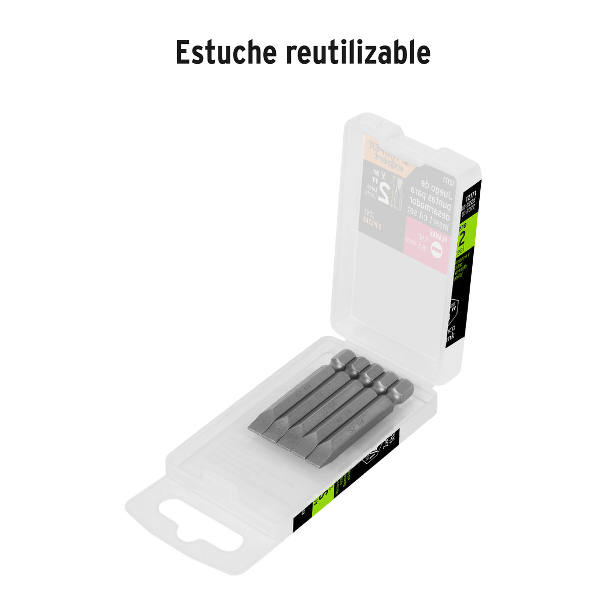 Puntas para desarmador planas, P25, 2", 5 piezas