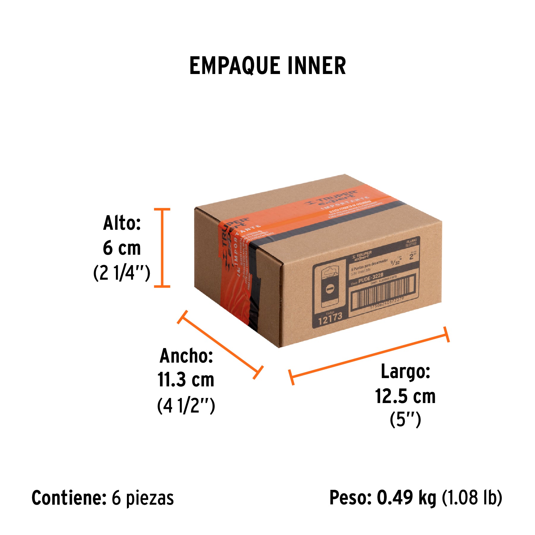 Puntas para desarmador planas, P28, 2", 5 piezas