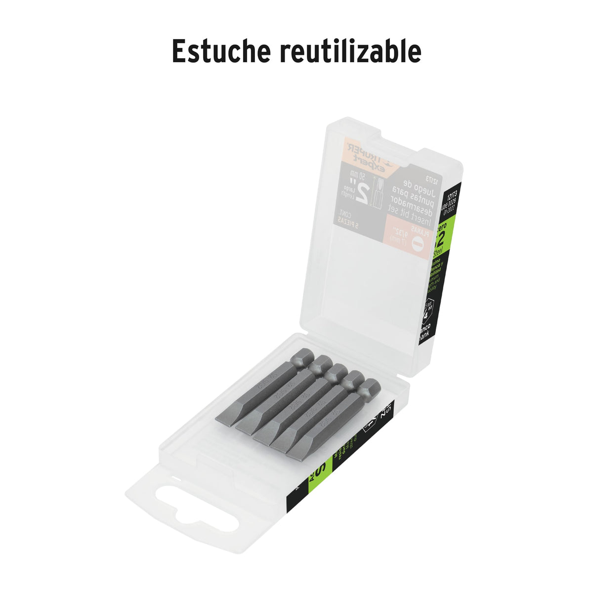 Puntas para desarmador planas, P28, 2", 5 piezas
