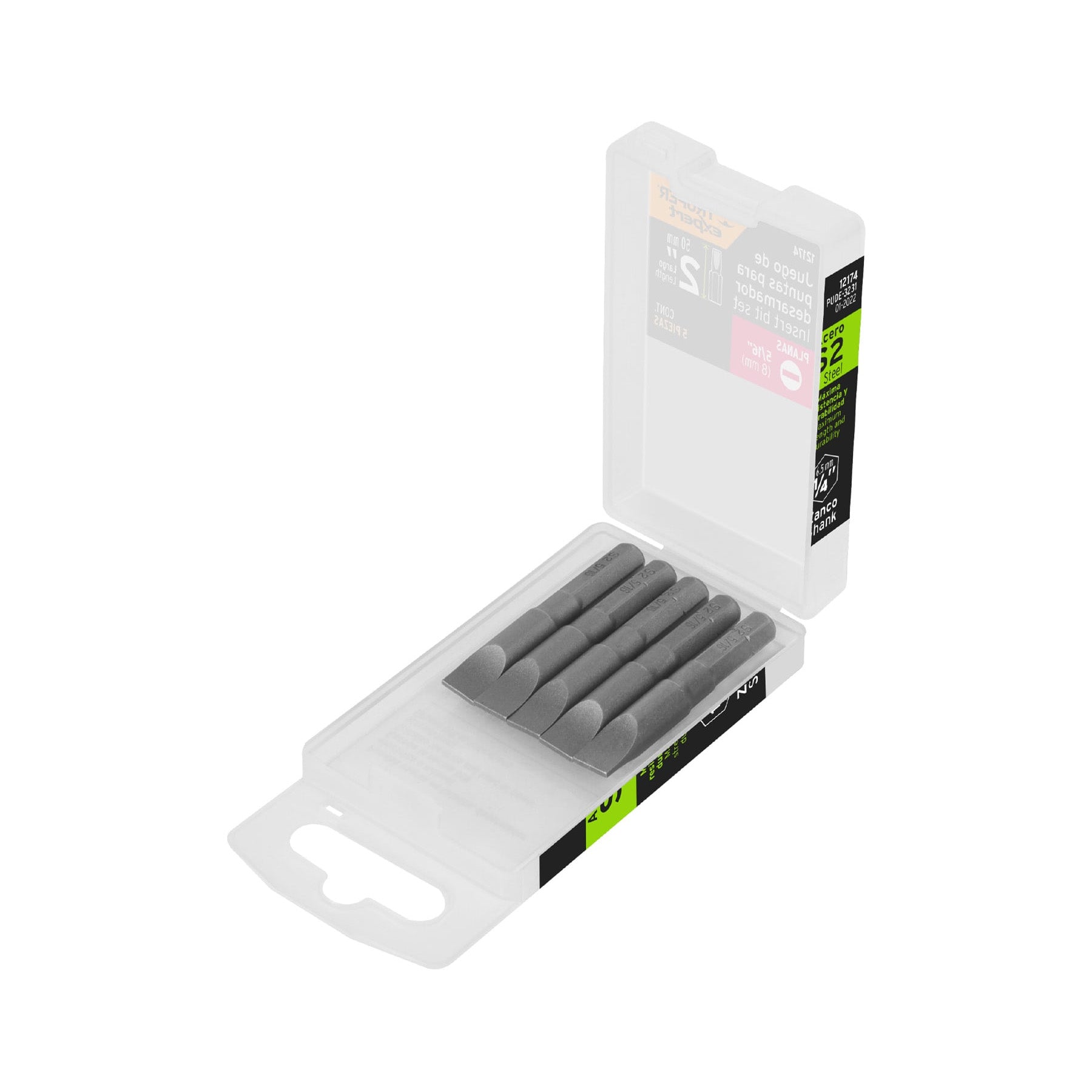 Puntas para desarmador planas, P31, 2", 5 piezas