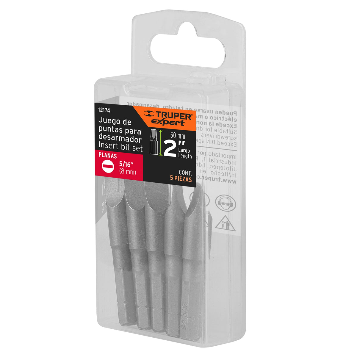 Puntas para desarmador planas, P31, 2", 5 piezas