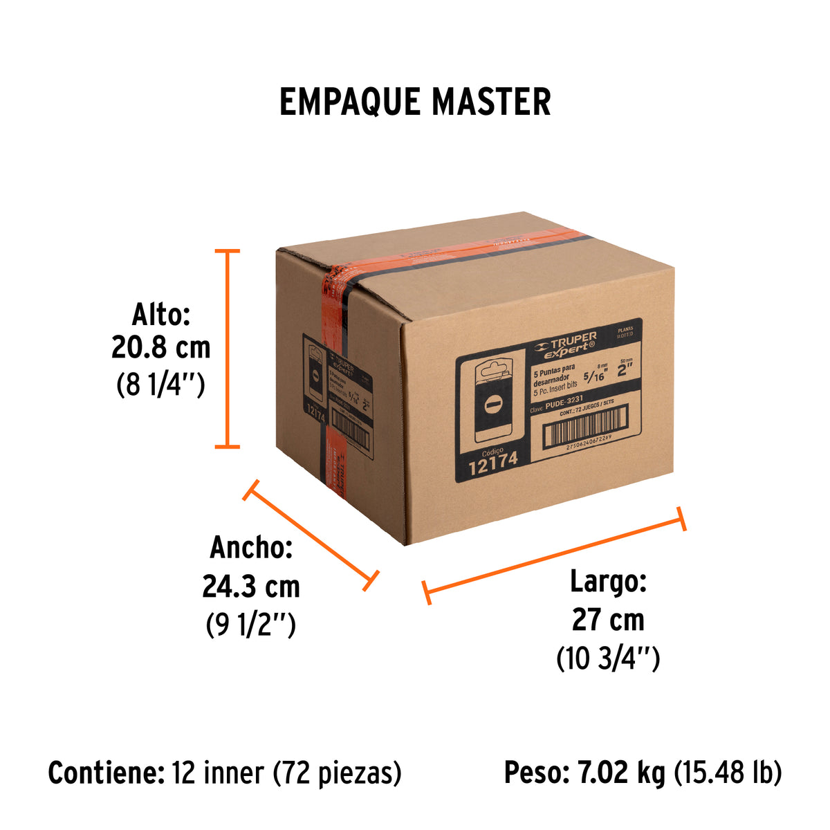 Puntas para desarmador planas, P31, 2", 5 piezas