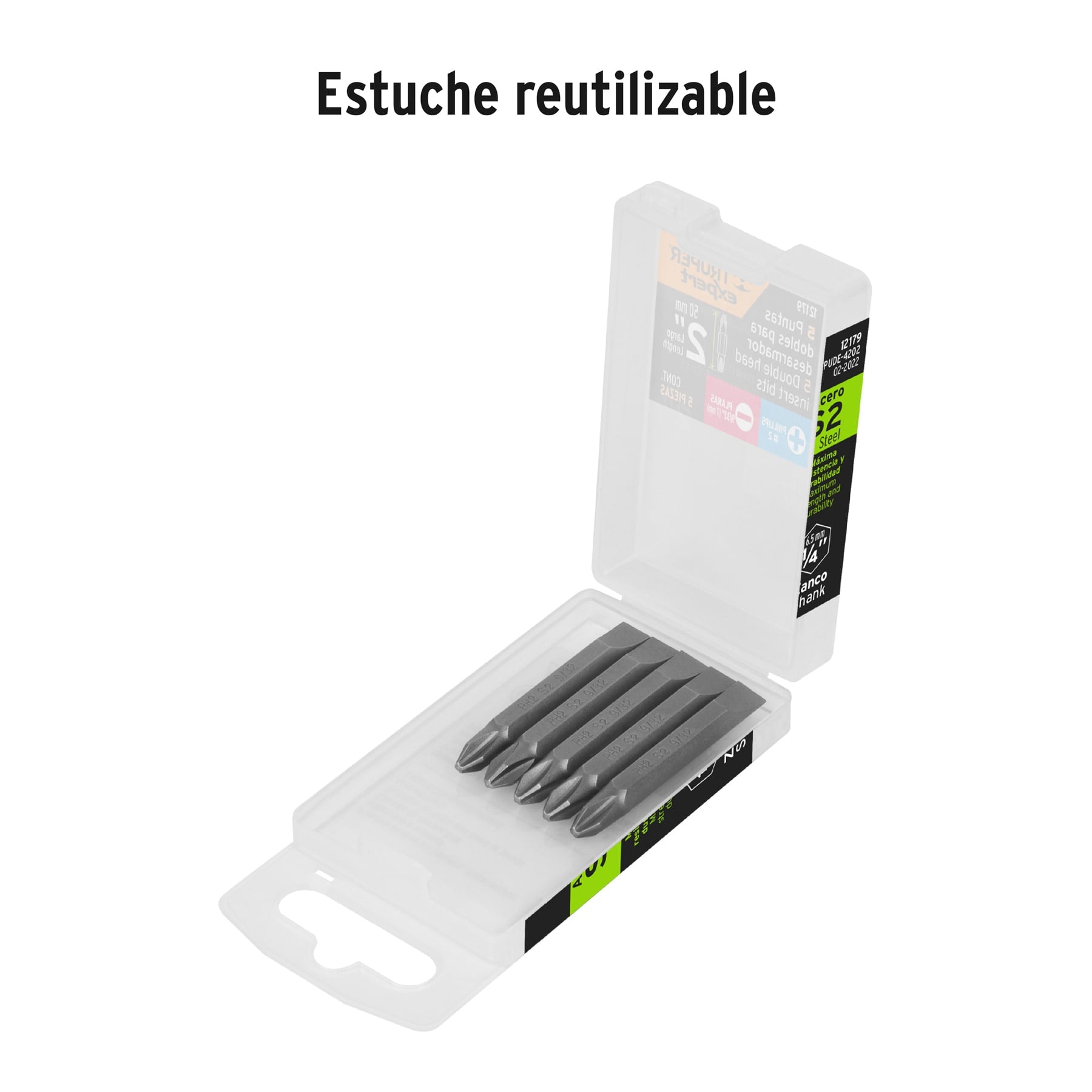 Puntas para desarmador dobles, PH2, plana 9/32",largo 2-3/8"