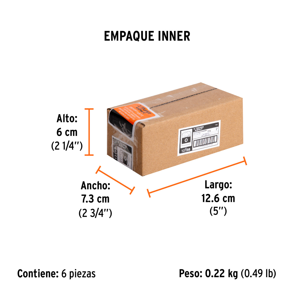 Puntas para desarmador Torx T15, 1", 5 piezas