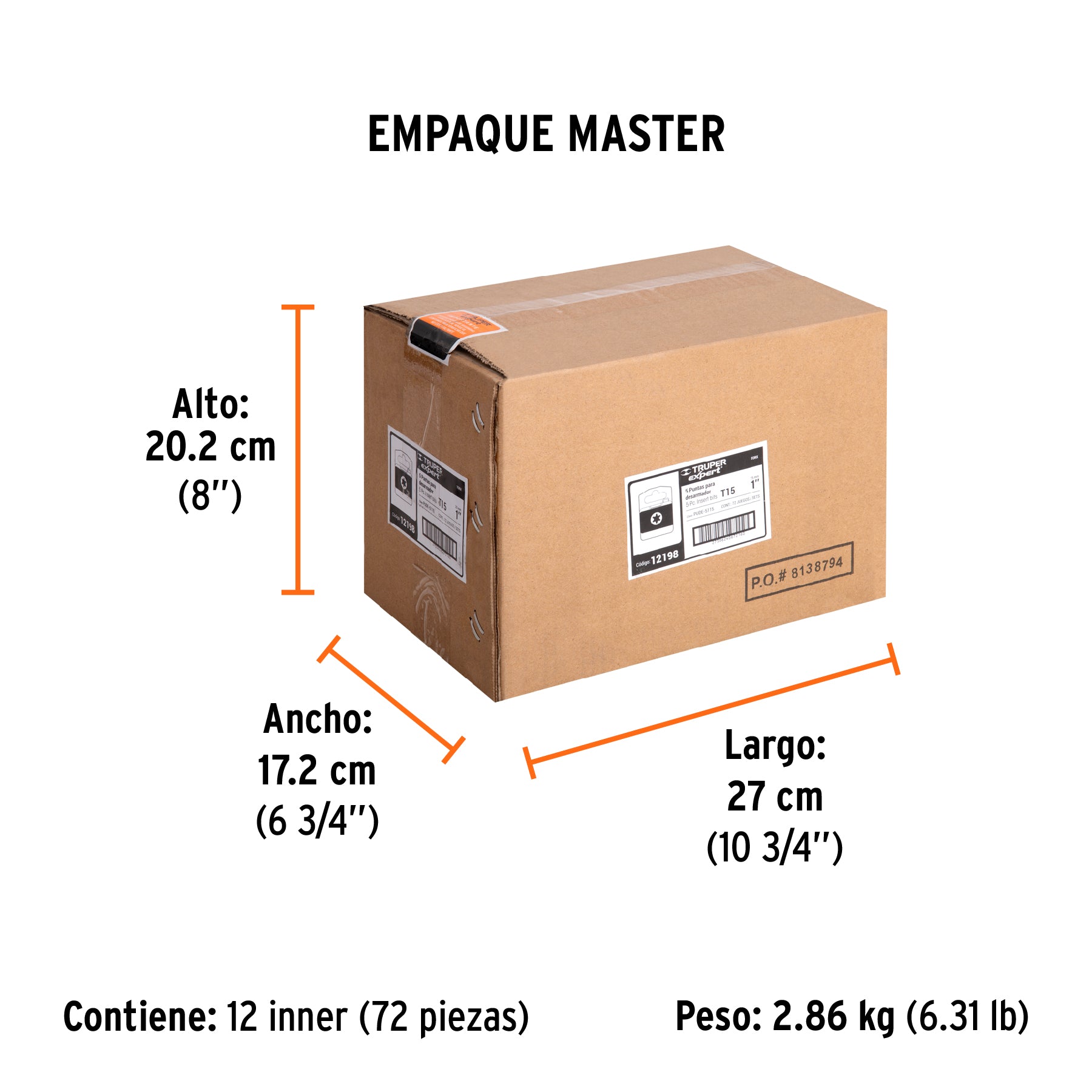 Puntas para desarmador Torx T15, 1", 5 piezas