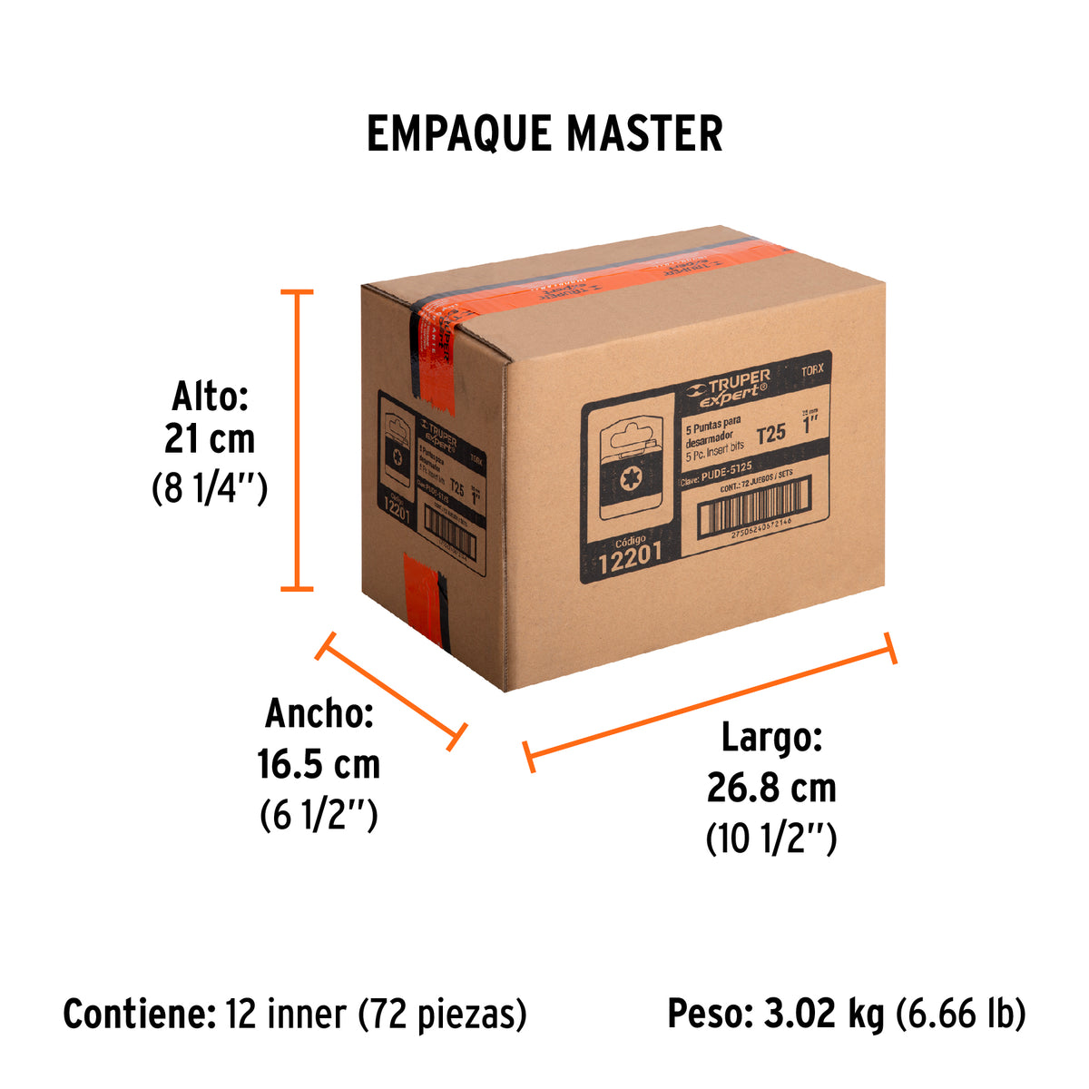 Puntas para desarmador Torx T25, 1", 5 piezas