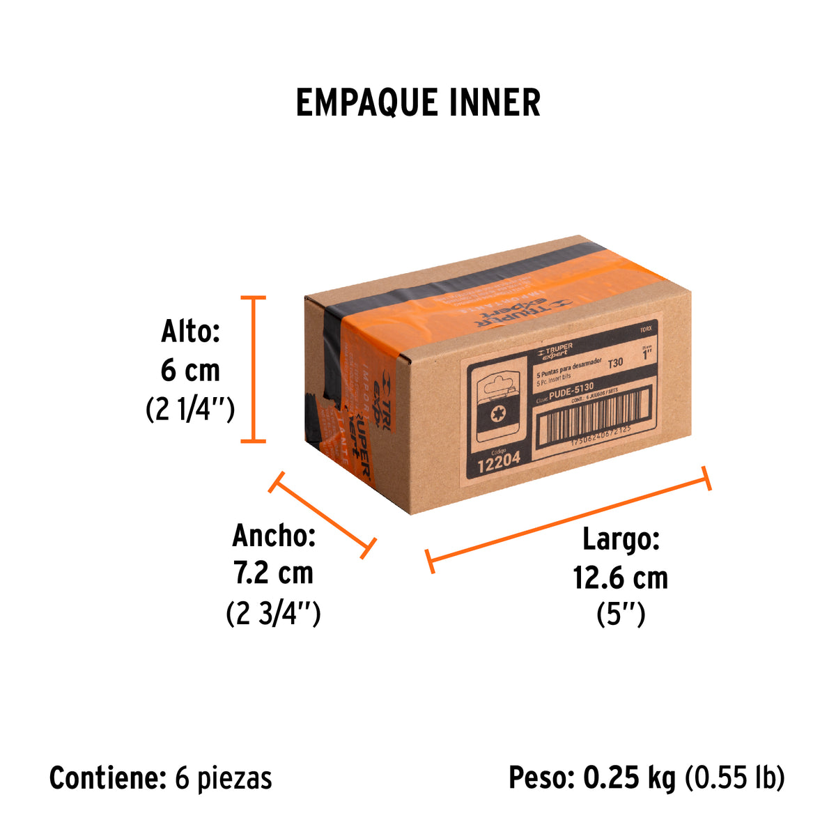 Puntas para desarmador Torx T30, 1", 5 piezas