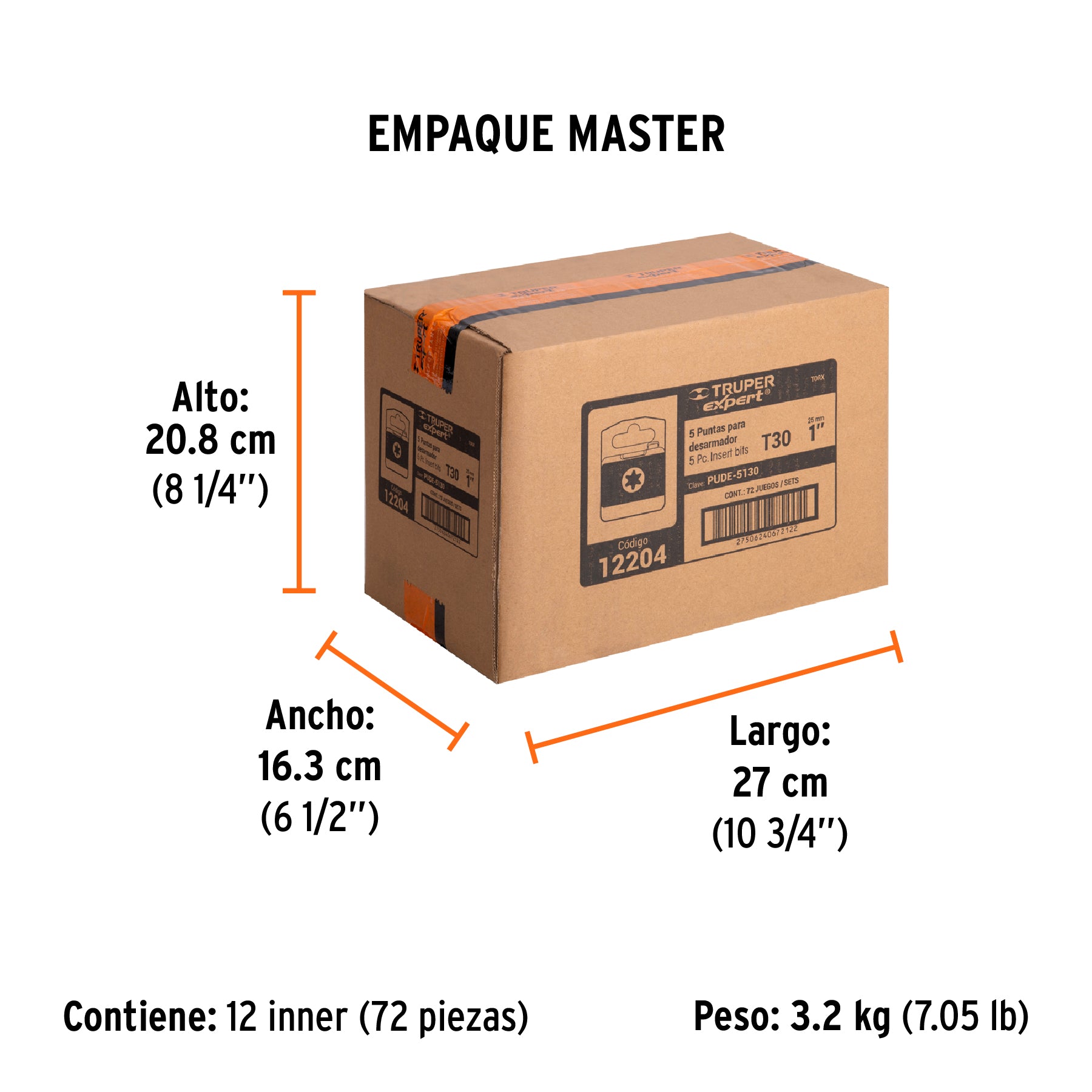 Puntas para desarmador Torx T30, 1", 5 piezas