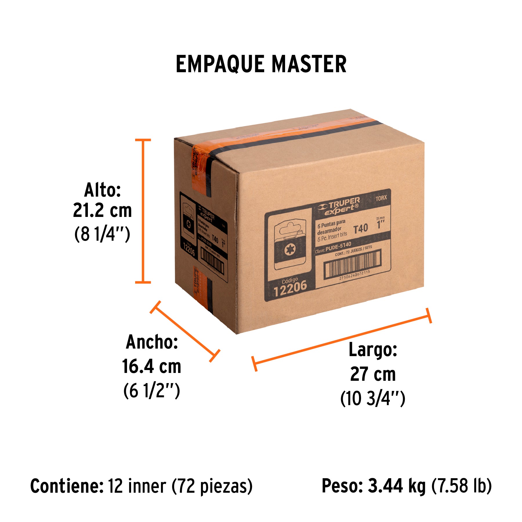 Puntas para desarmador Torx T40, 1", 5 piezas