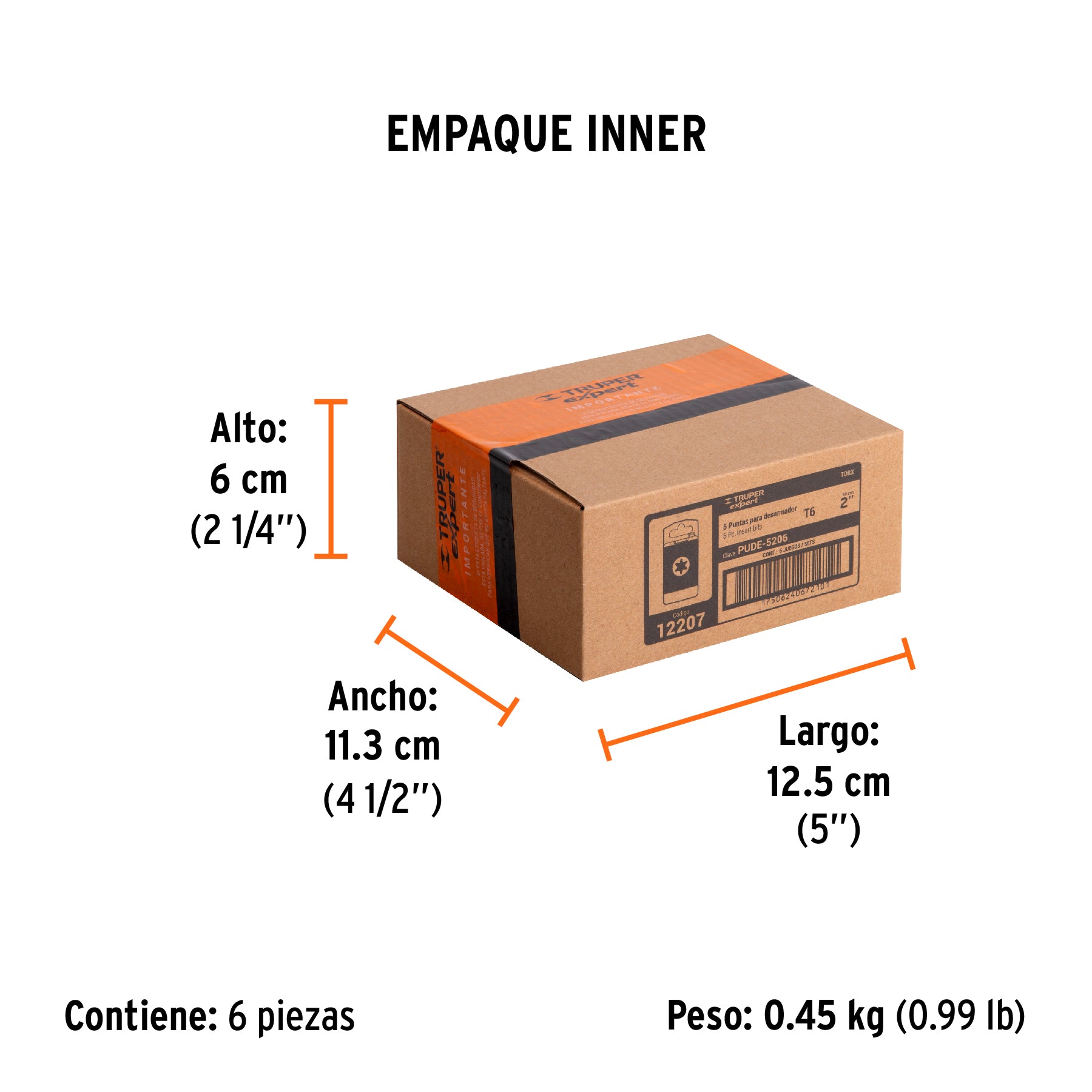 Puntas para desarmador Torx T6, 2", 5 piezas