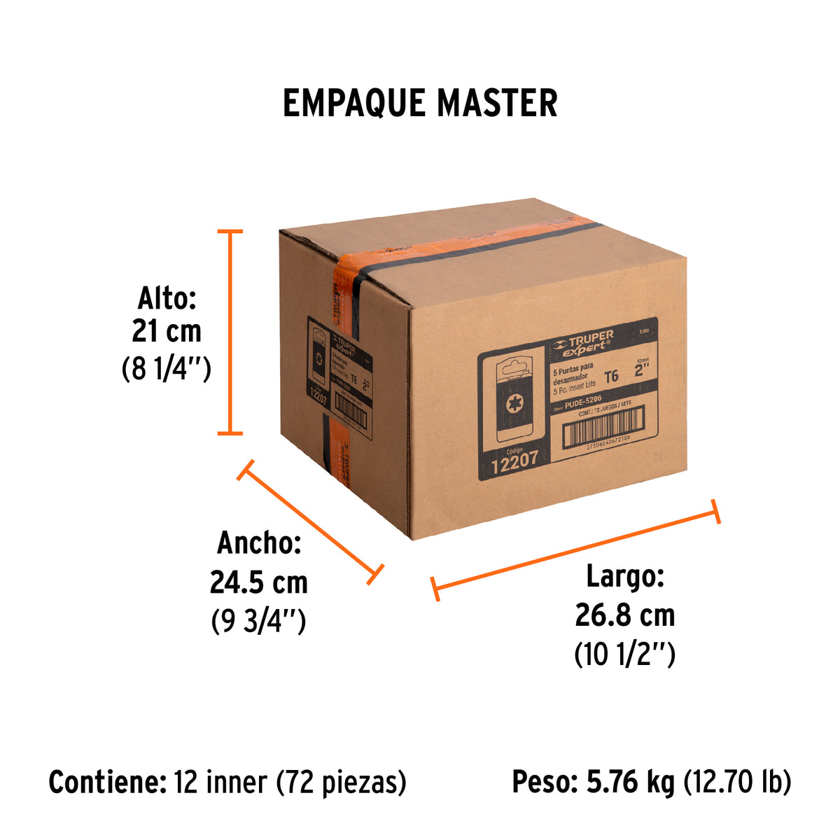Puntas para desarmador Torx T6, 2", 5 piezas