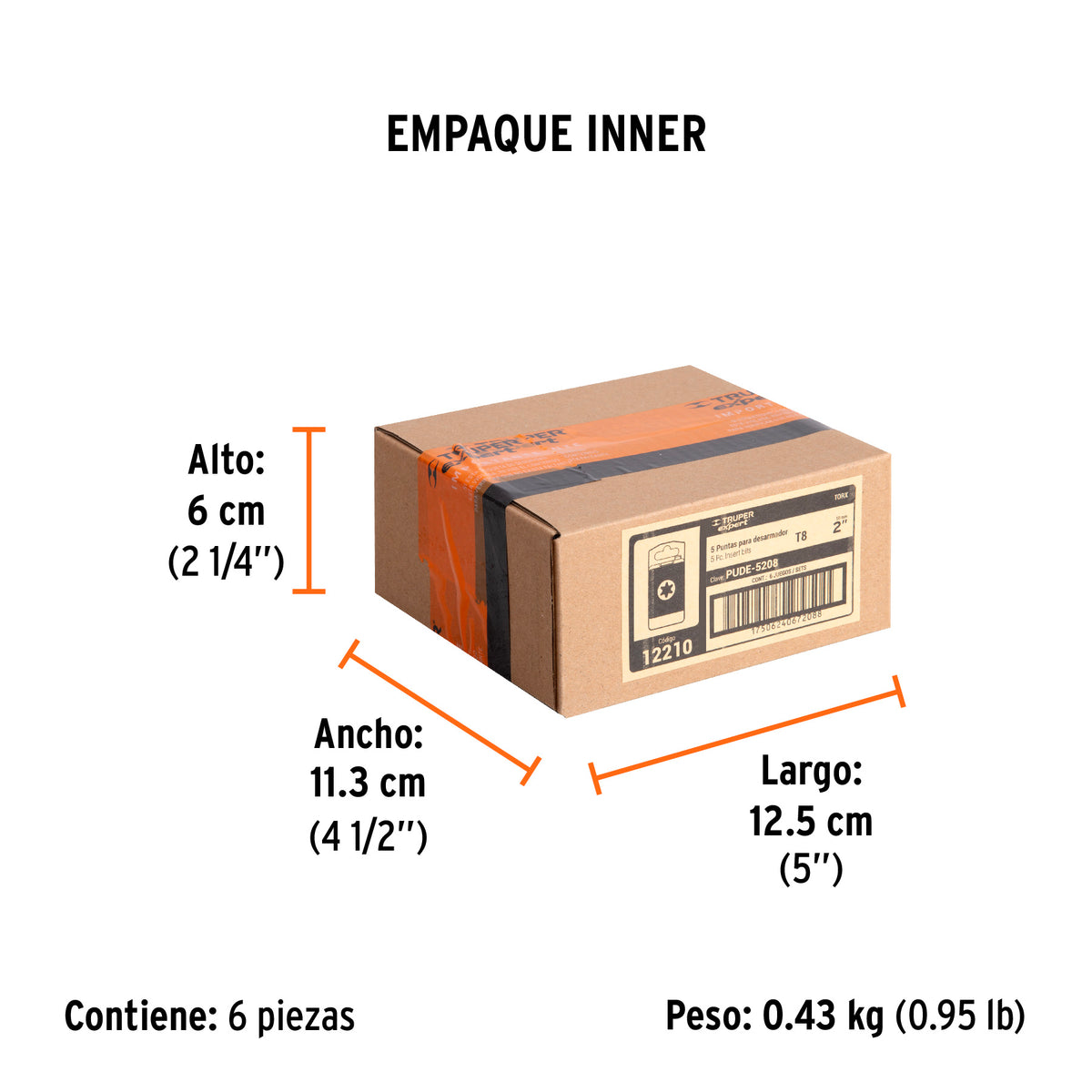Puntas para desarmador Torx T8, 2", 5 piezas