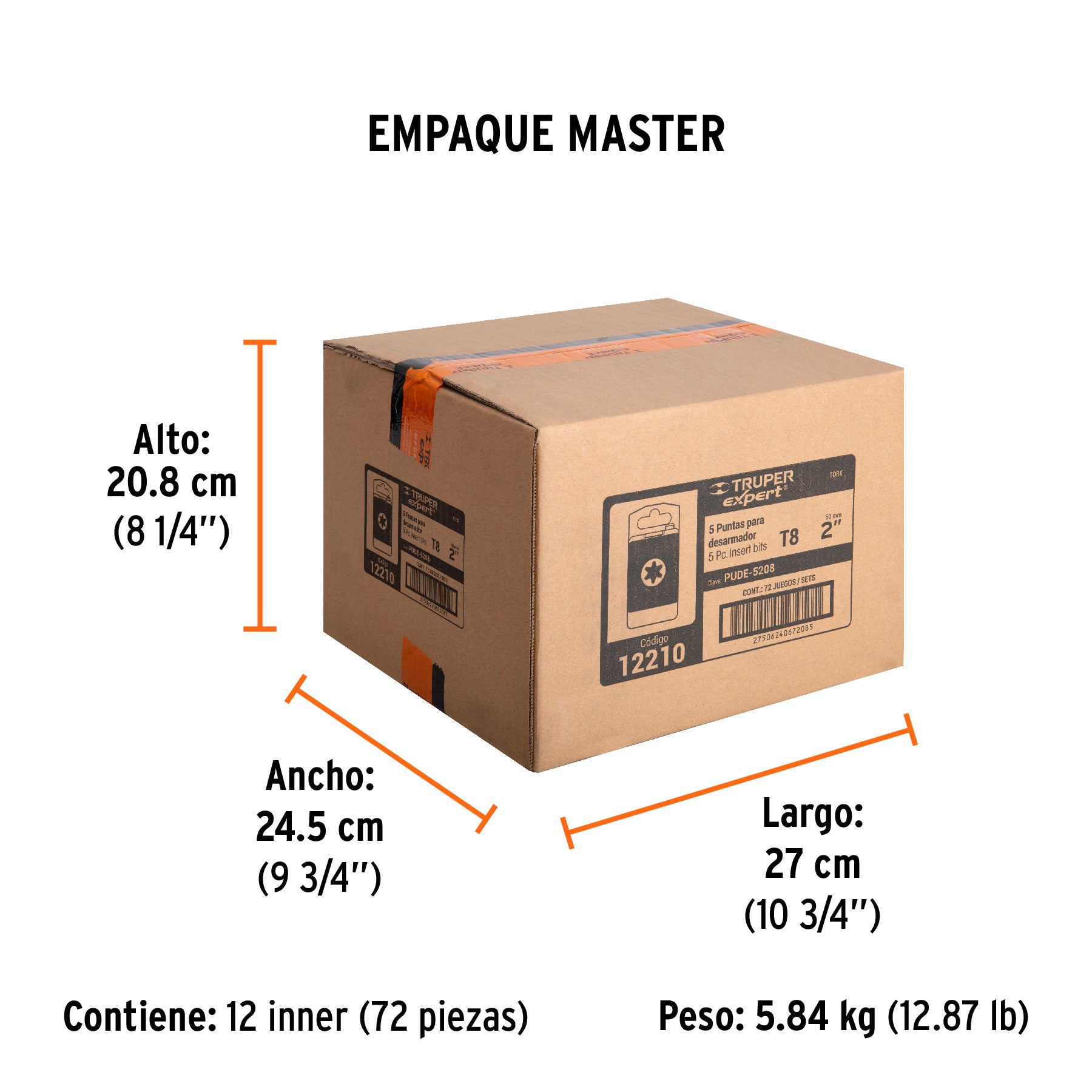 Puntas para desarmador Torx T8, 2", 5 piezas
