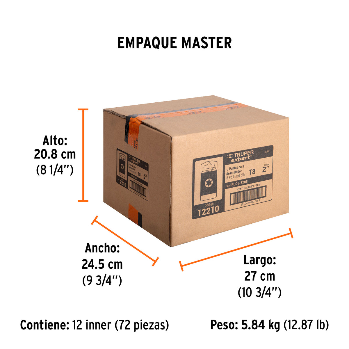 Puntas para desarmador Torx T8, 2", 5 piezas