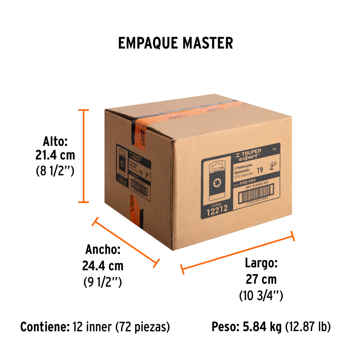 Puntas para desarmador Torx T9, 2", 5 piezas