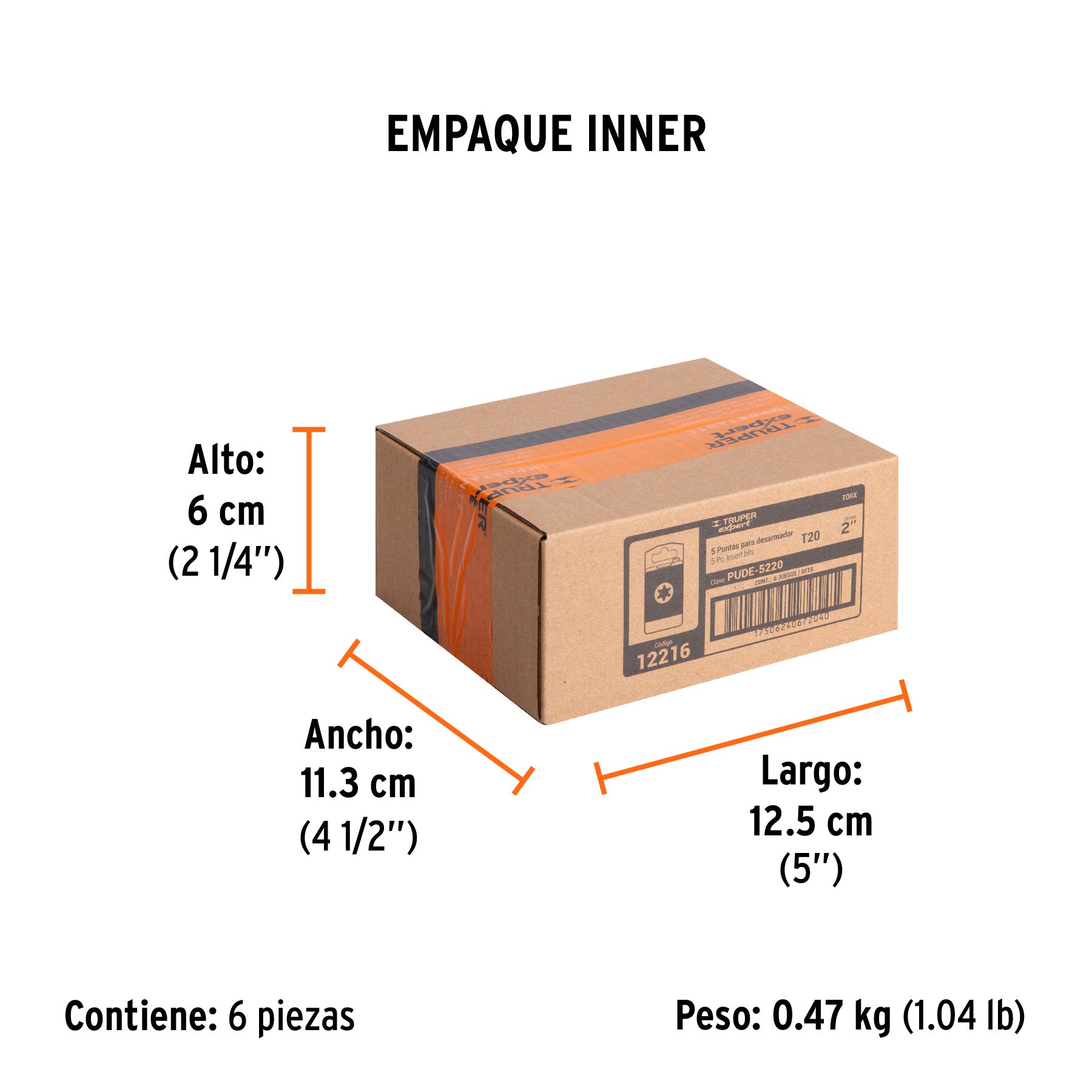 Puntas para desarmador Torx T20, 2", 5 piezas
