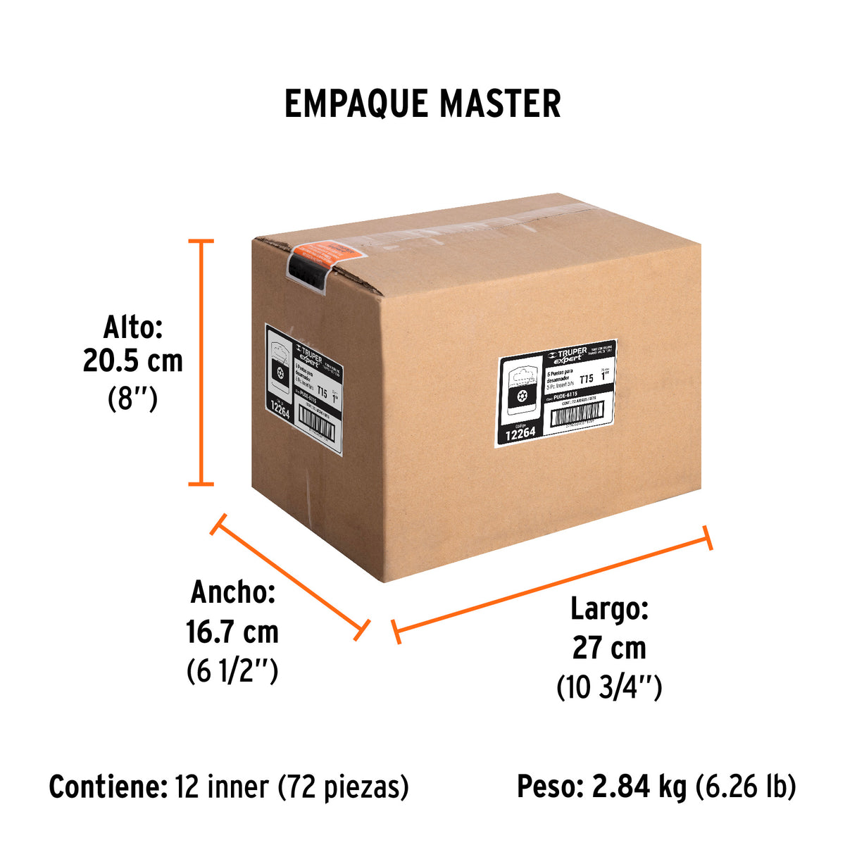 Puntas para desarmador Torx seg T15, 1", 5 piezas