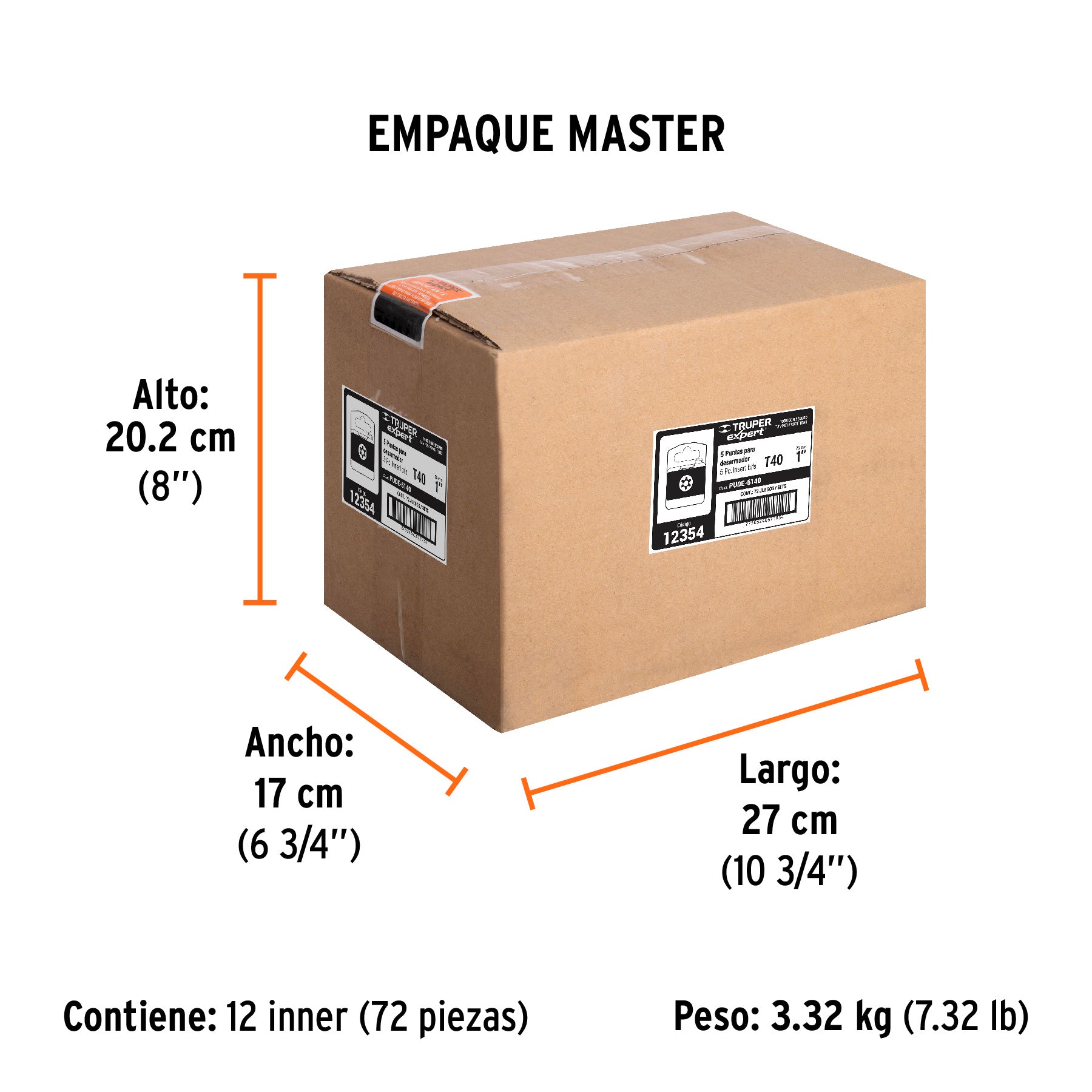 Puntas para desarmador Torx seg T40, 1", 5 piezas