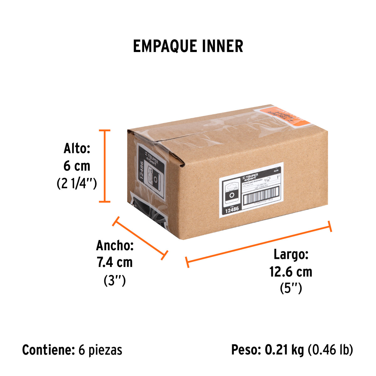Puntas para desarmador hexagonales 3/32, 1", 5 piezas