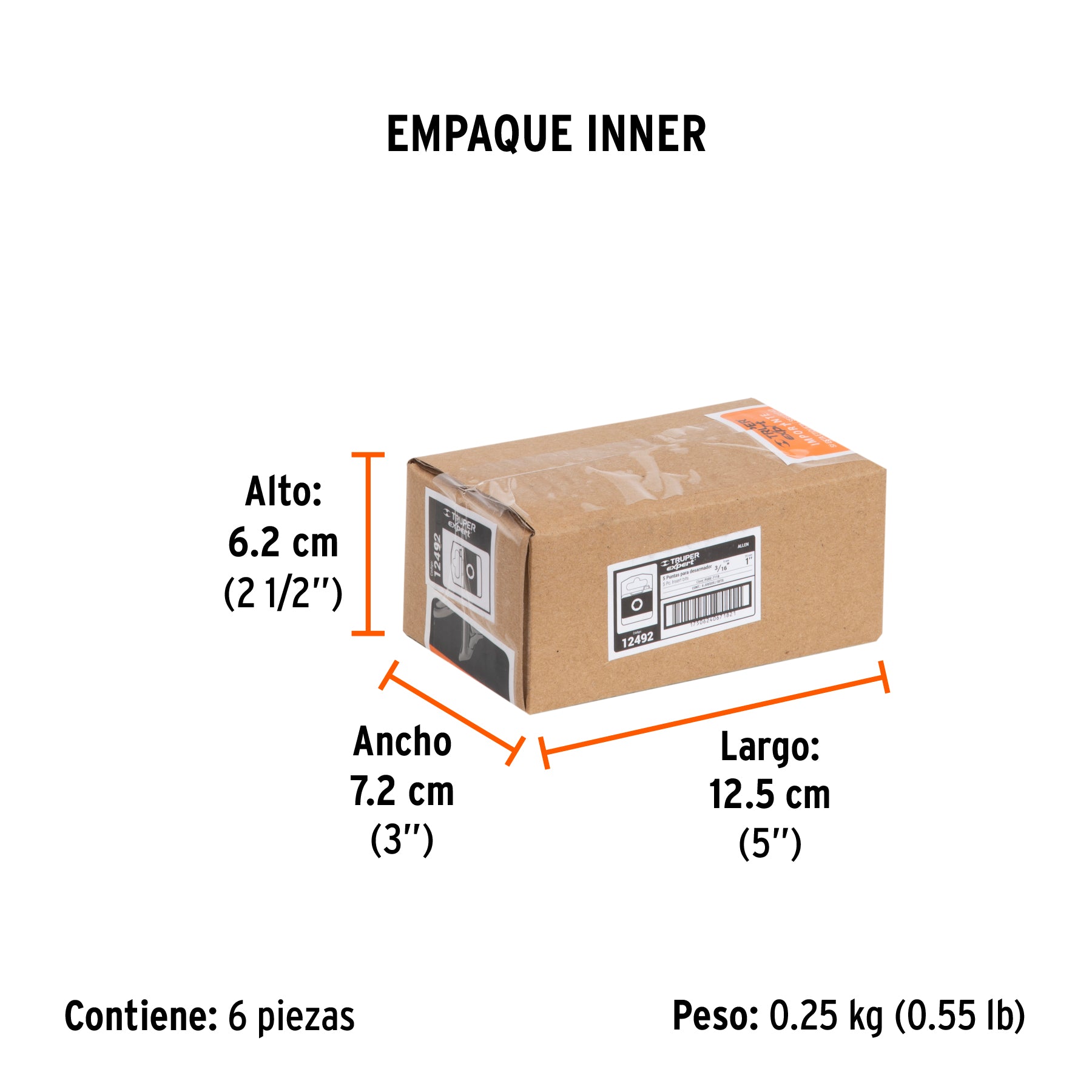 Puntas para desarmador hexagonales 3/16, 1", 5 piezas