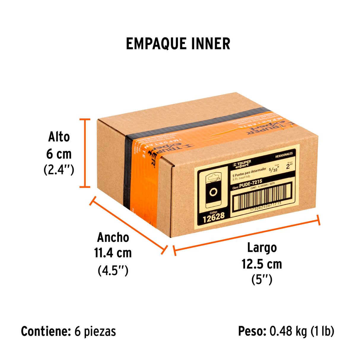 Puntas para desarmador hexagonales 5/32, 2", 5 piezas