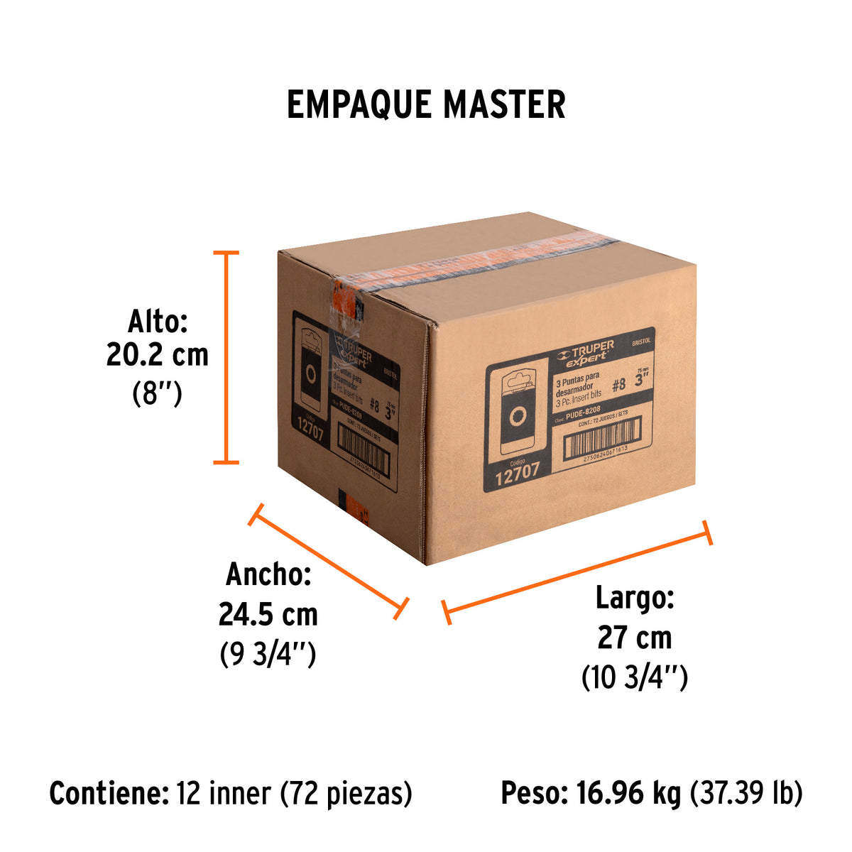 Puntas para desarmador bristol M8, 3", 3 piezas