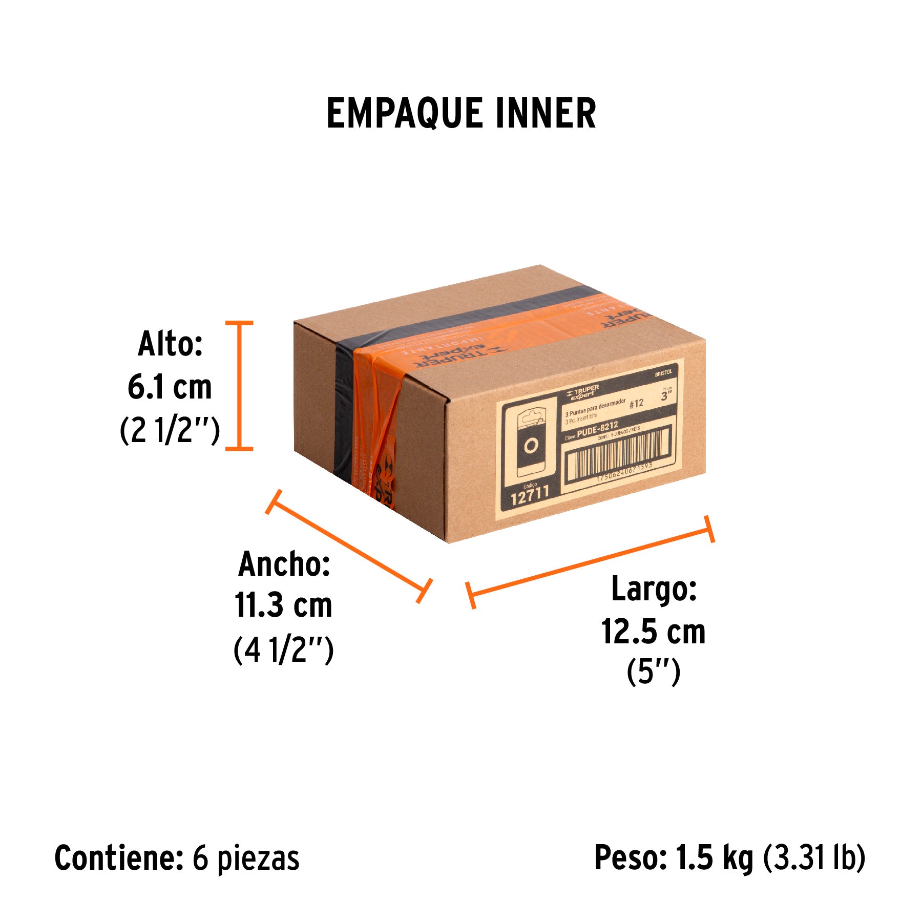 Puntas para desarmador bristol M12, 3", 3 piezas