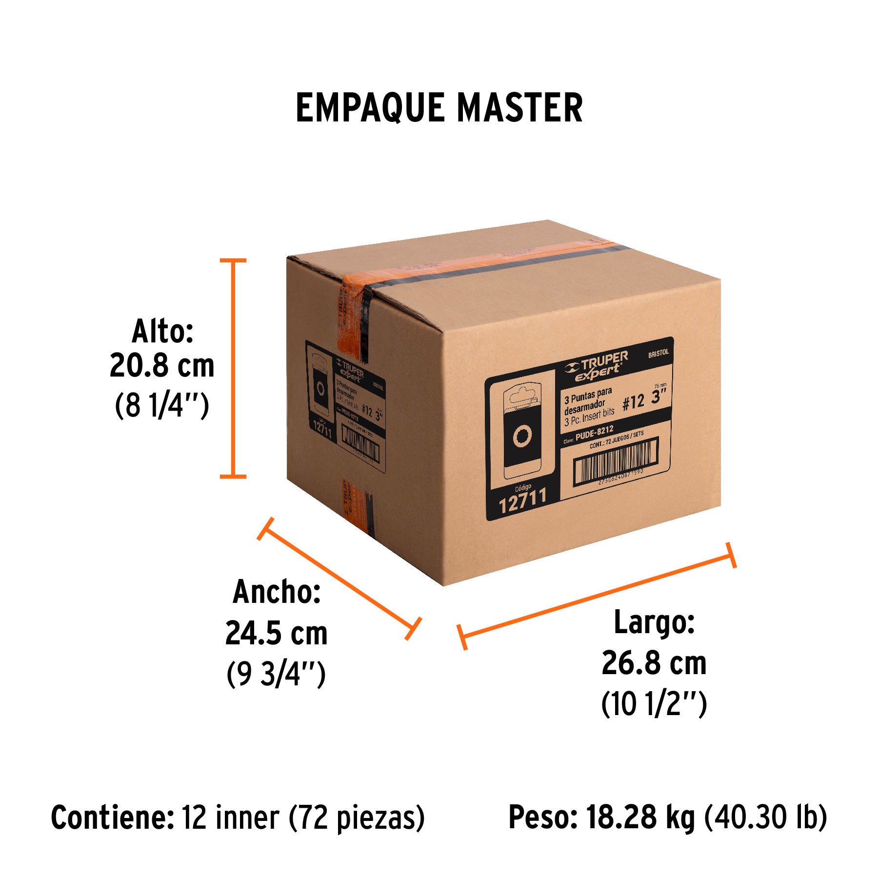 Puntas para desarmador bristol M12, 3", 3 piezas
