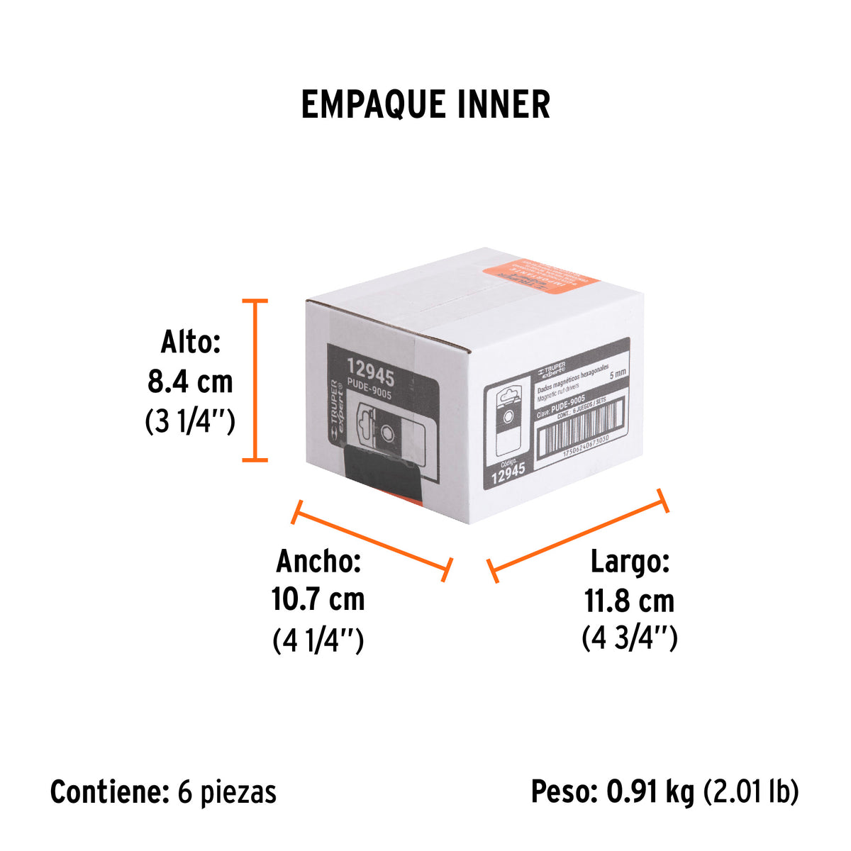 Juego dados magnéticos, 5 mm, 5 piezas, Truper Expert