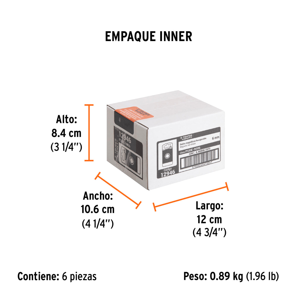 Juego dados magnéticos, 6 mm, 5 piezas, Truper Expert