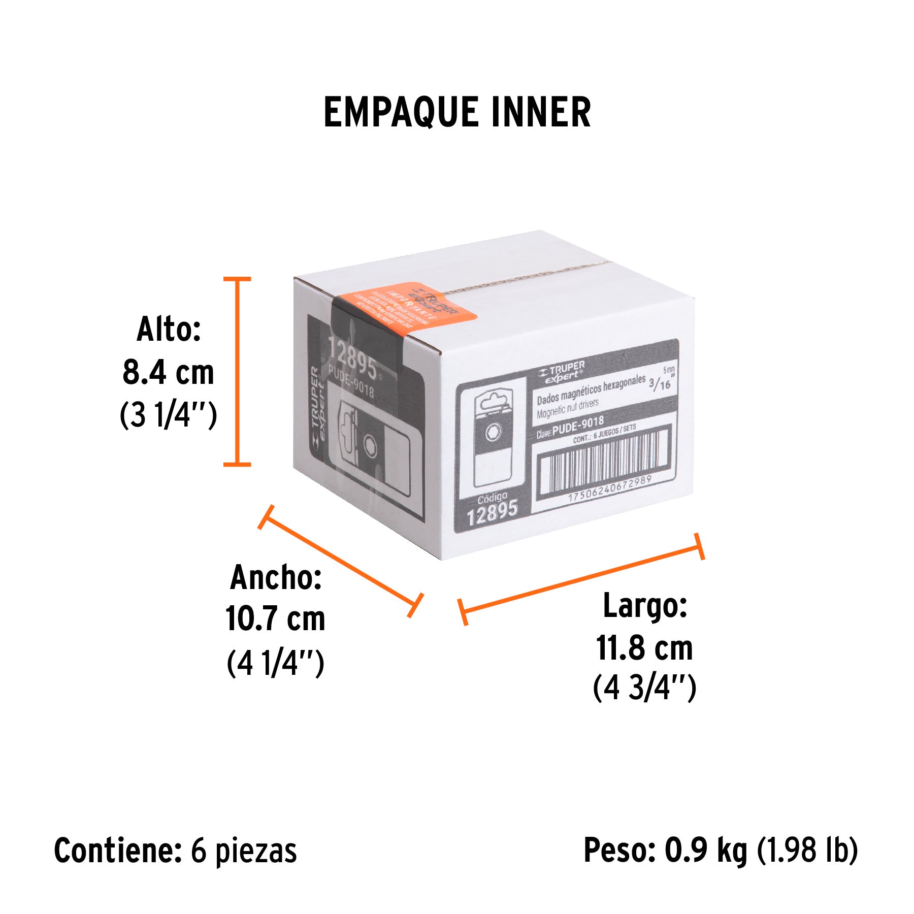 Juego dados magnéticos, 3/16", 5 piezas, Truper Expert