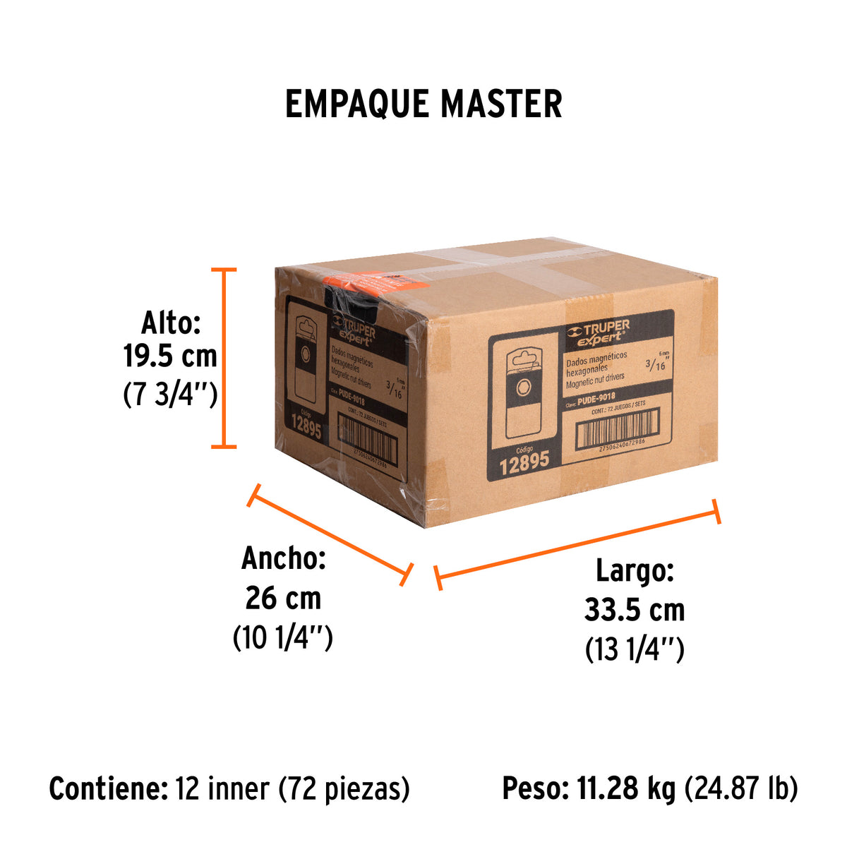 Juego dados magnéticos, 3/16", 5 piezas, Truper Expert