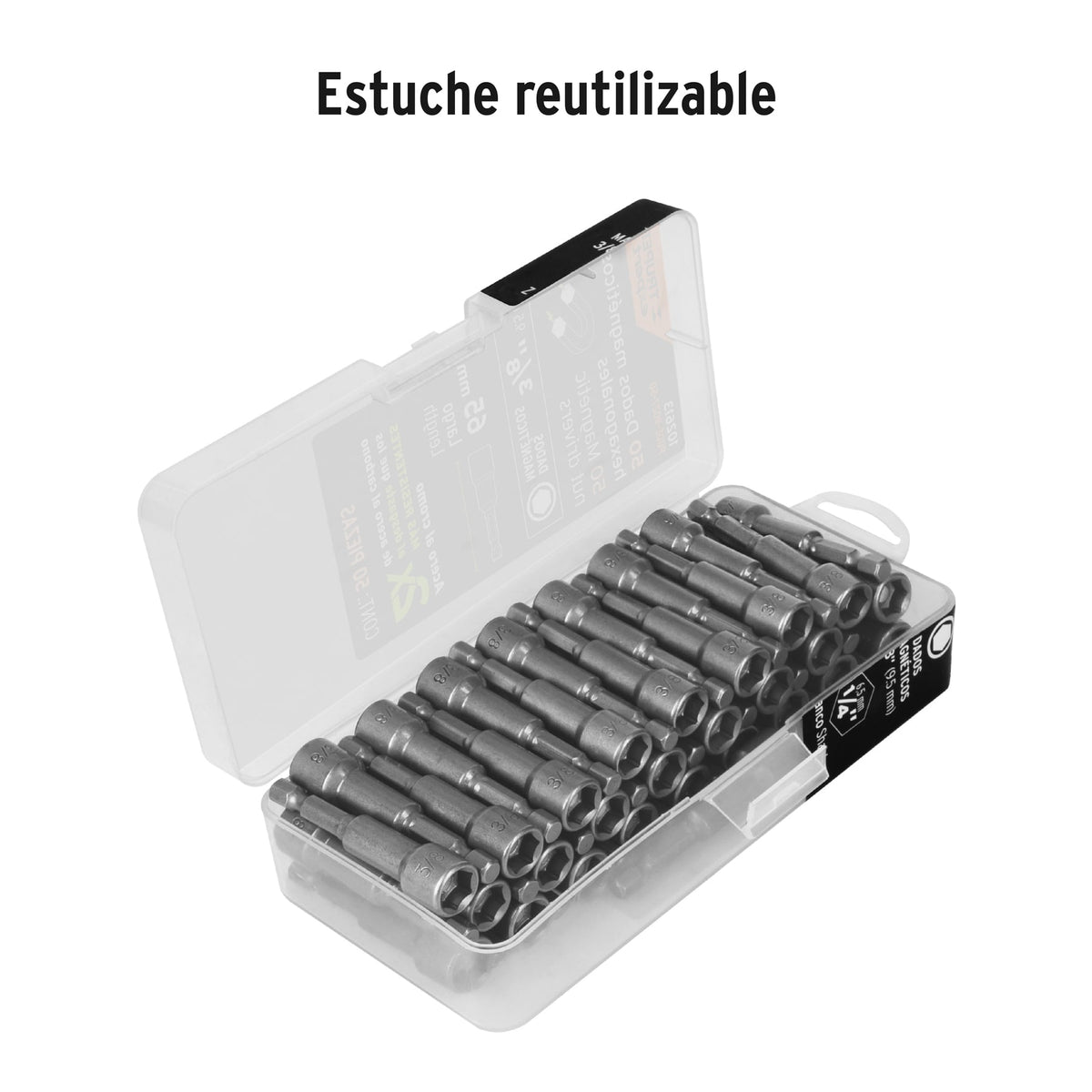 Estuche con 50 dados magnéticos de 3/8' largo 2', Expert