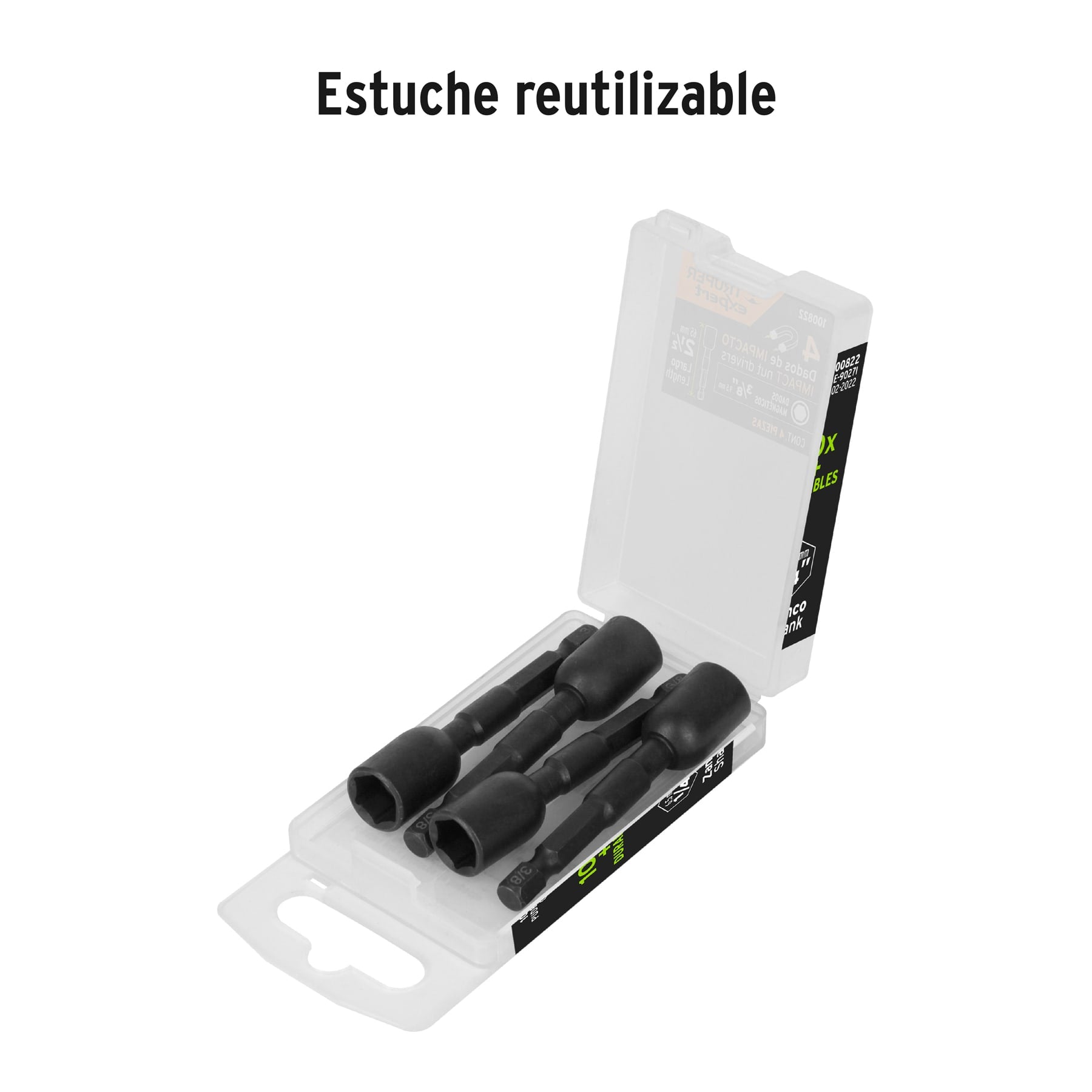 JGO 4 DADOS MAGNETICOS DE IMPACTO,3/8'x2.5', Truper Expert