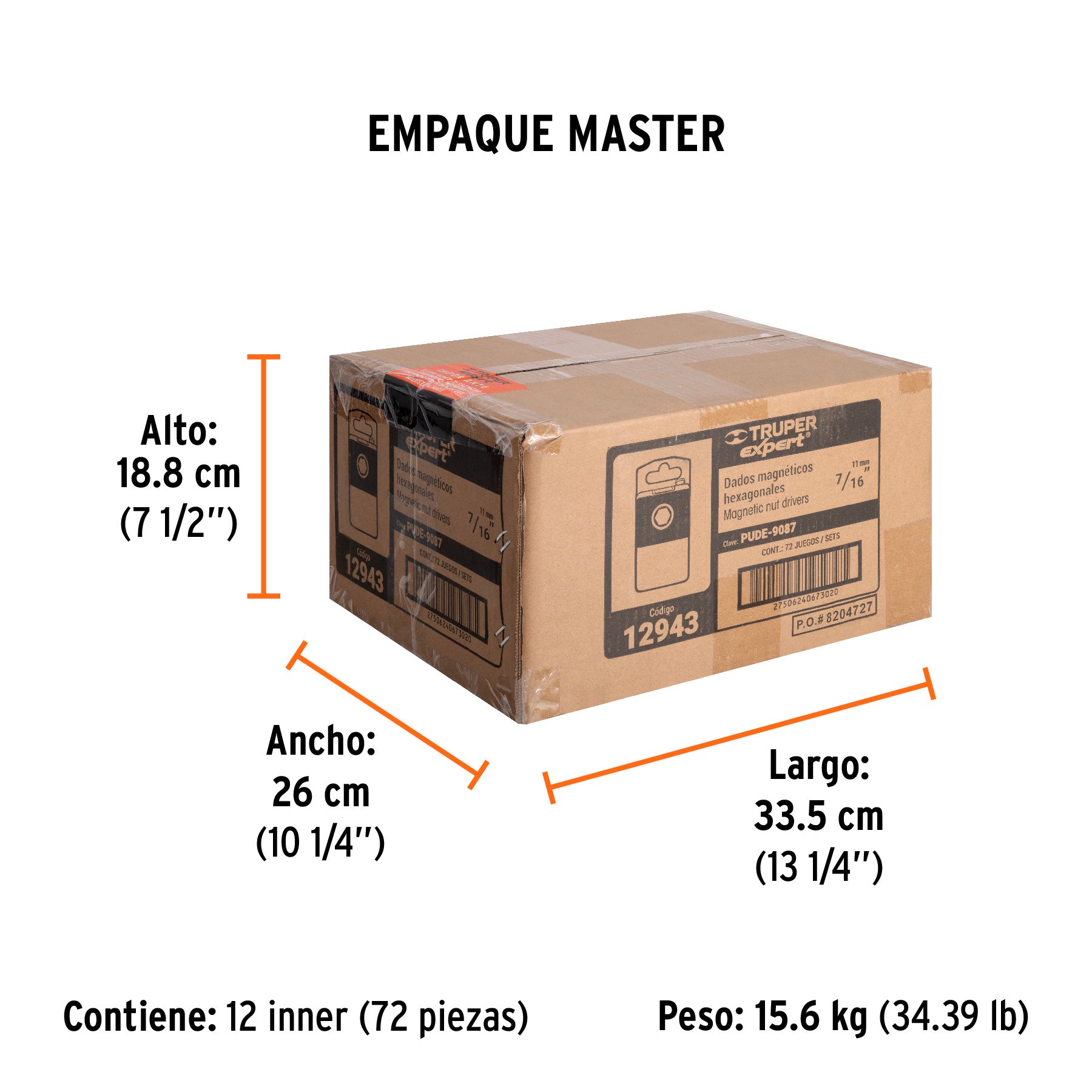 Juego dados magnéticos, 7/16", 5 piezas, Truper Expert
