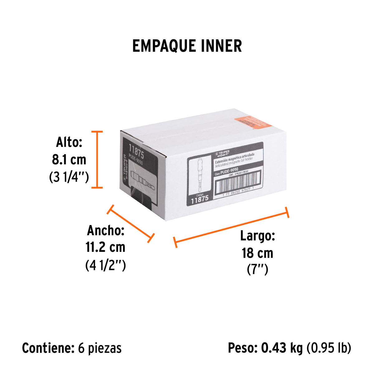 Extensión articulada de poder, 90 mm, Truper Expert