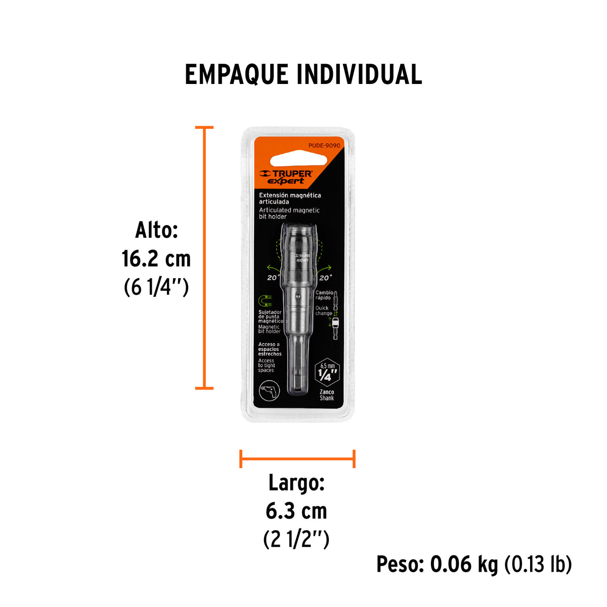Extensión articulada de poder, 90 mm, Truper Expert