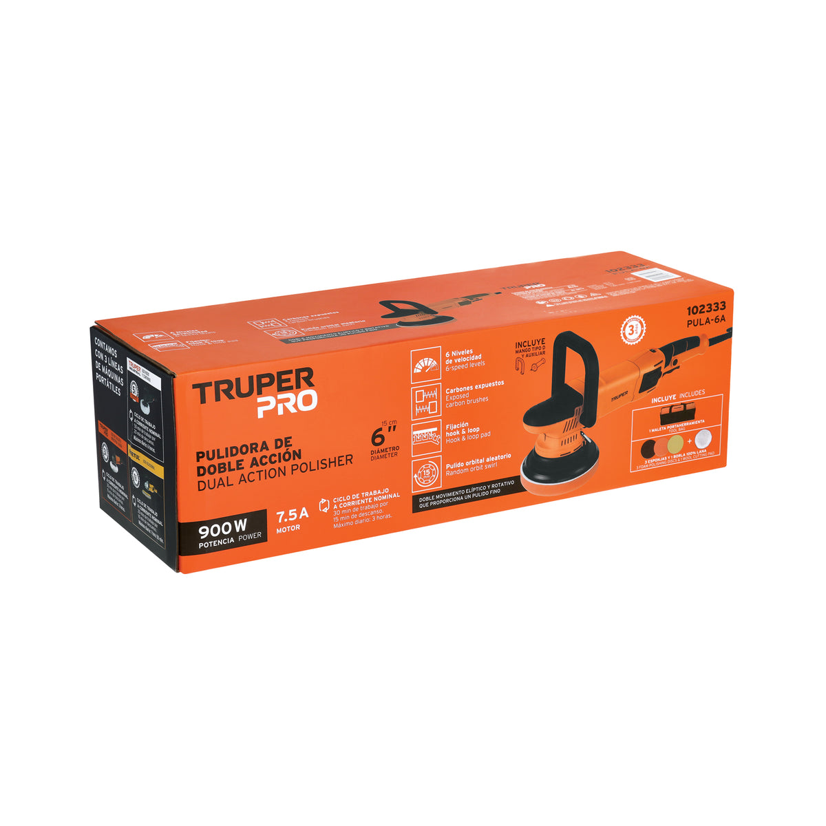 Pulidora doble acción 6' 900 W, profesional, Truper