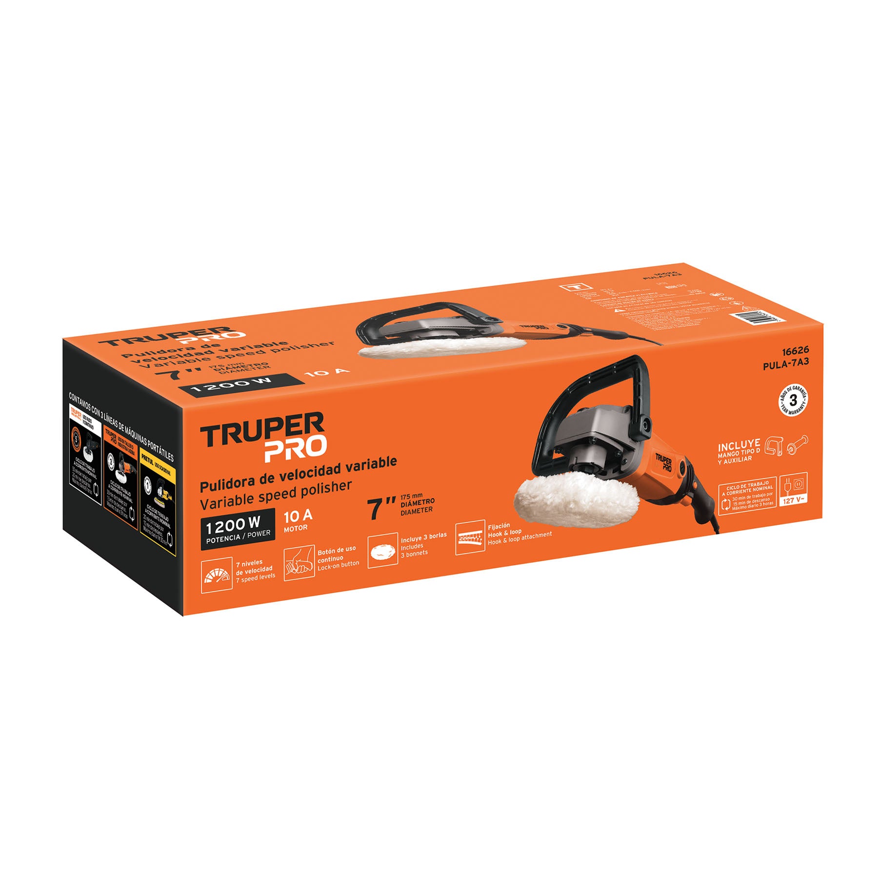 Pulidora para autos, 7", 1,200 W
