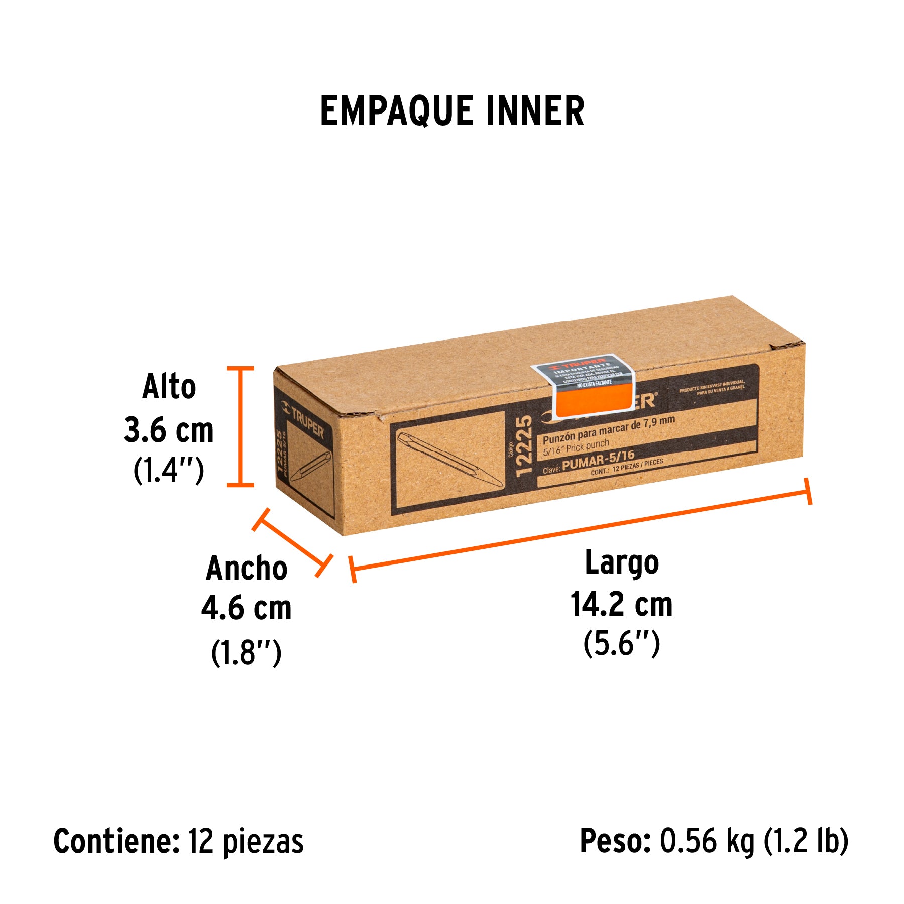 Punzón 5/16" para marcar, largo 5"