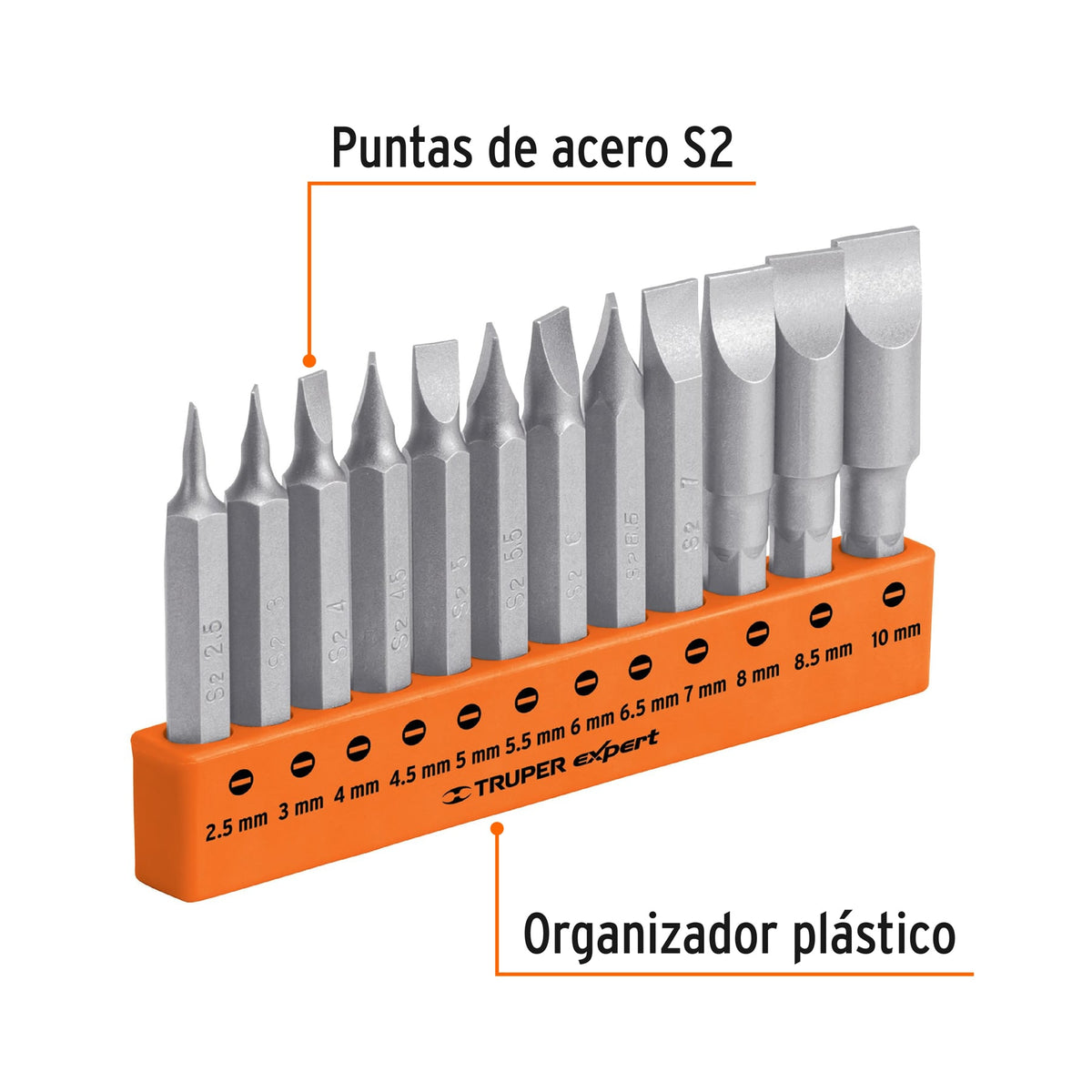 Juego de 12 puntas planas mm combinadas largo 2", EXPERT
